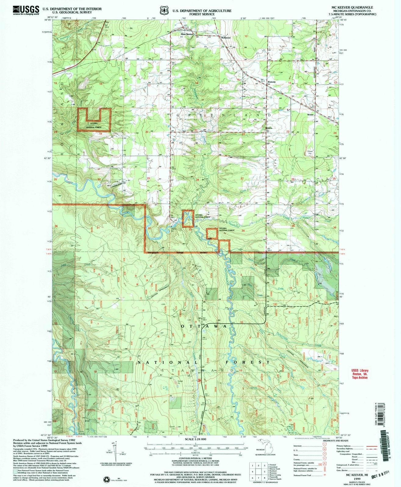 1999 McKeever, MI - Michigan - USGS Topographic Map