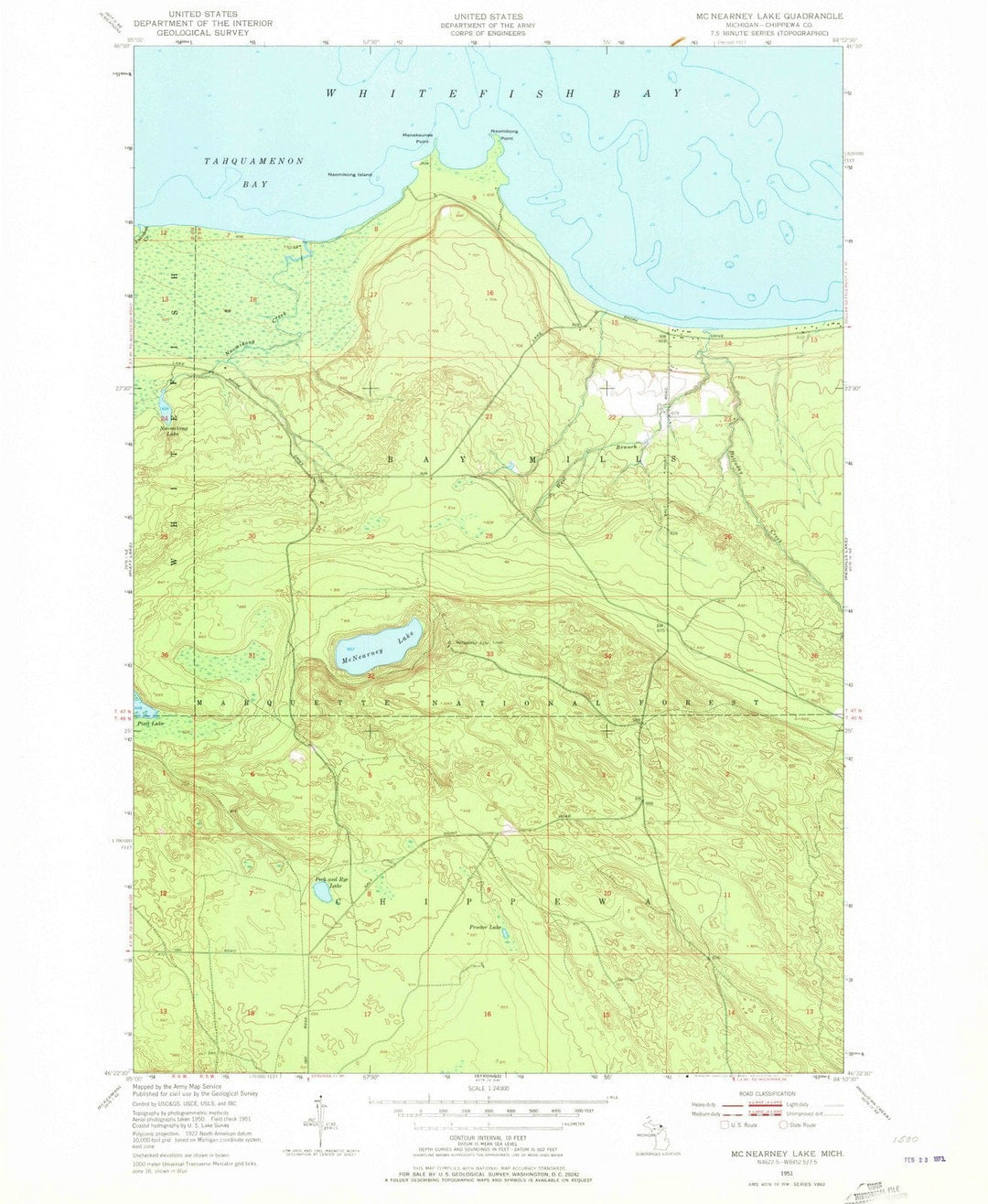 1951 McNearney Lake, MI - Michigan - USGS Topographic Map