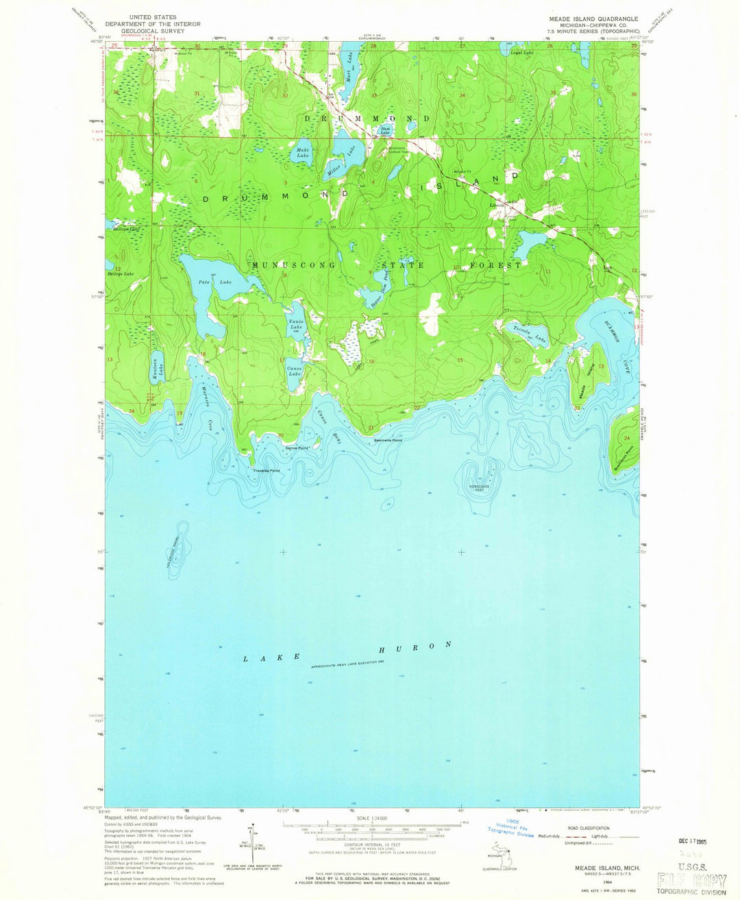 1964 Meade Island, MI - Michigan - USGS Topographic Map