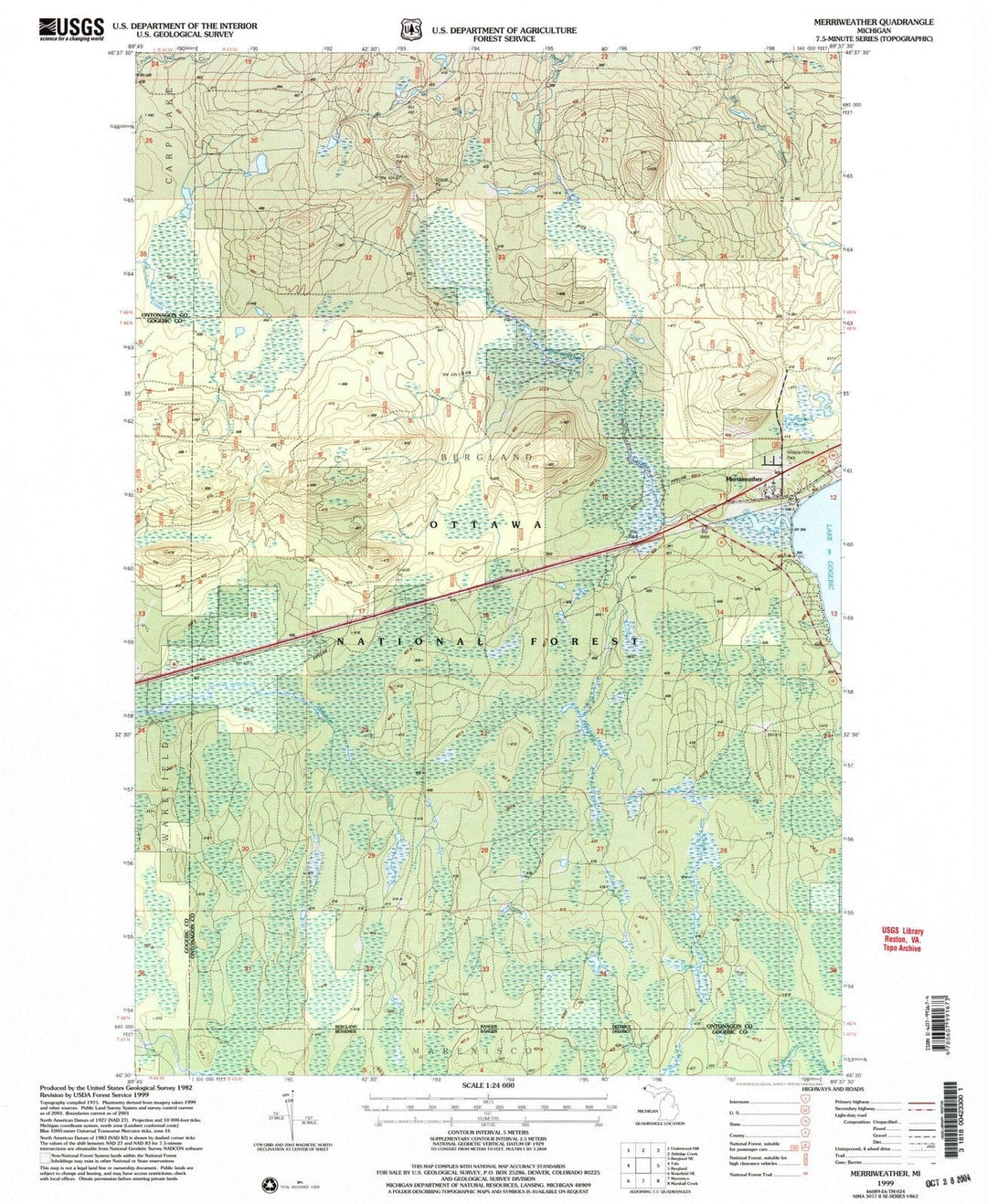 1999 Merriweather, MI - Michigan - USGS Topographic Map