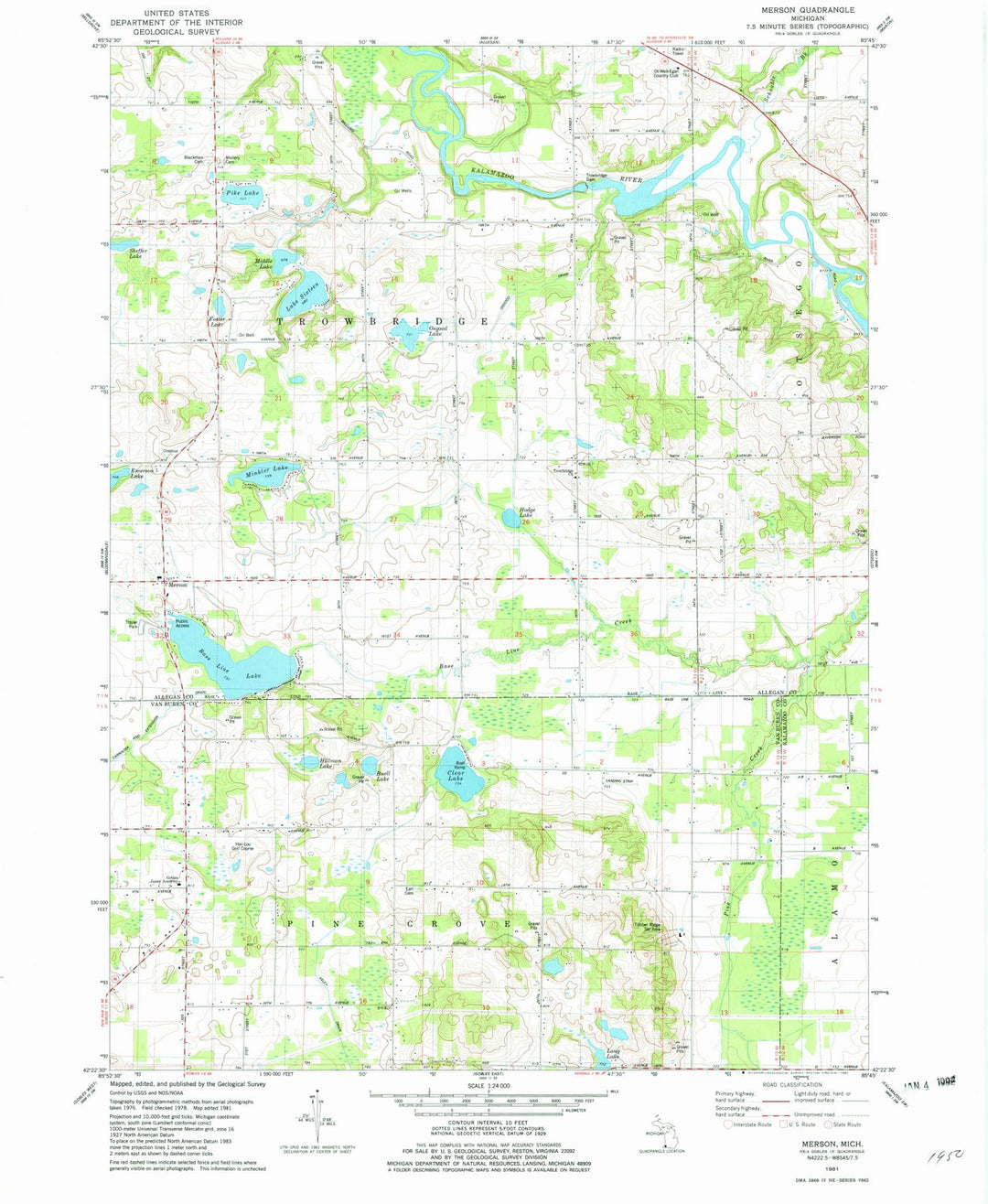 1981 Merson, MI - Michigan - USGS Topographic Map