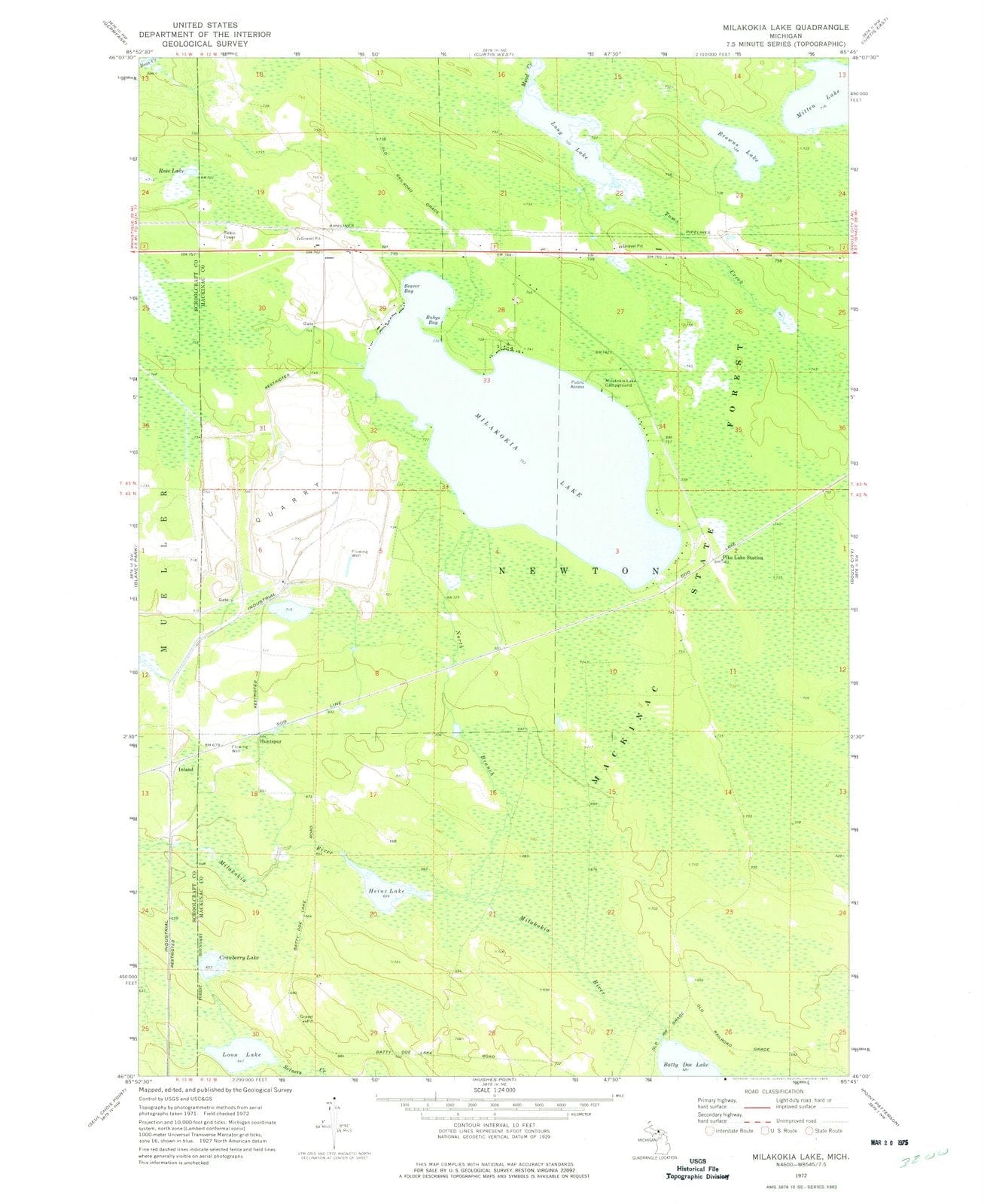 1972 Milakokia Lake, MI - Michigan - USGS Topographic Map