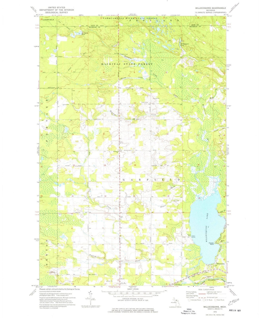 1973 Millecoquins, MI - Michigan - USGS Topographic Map