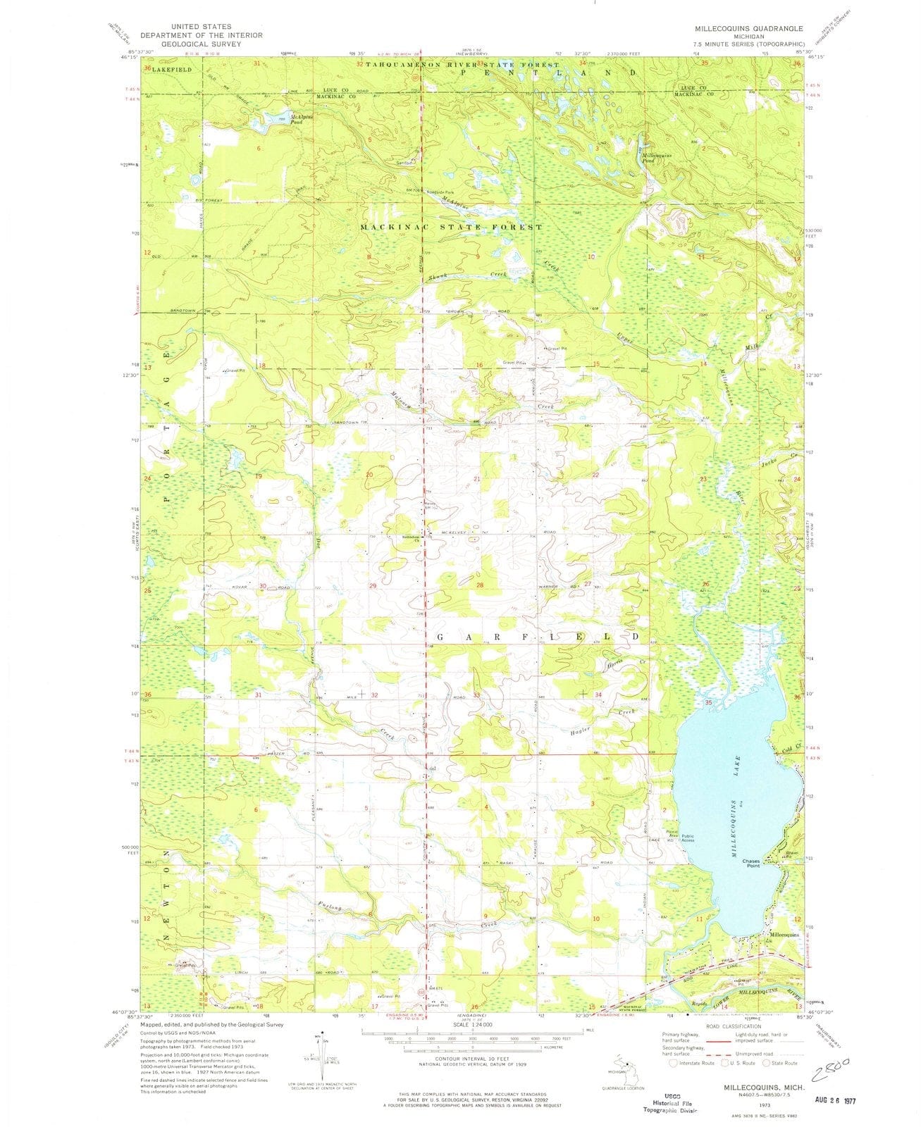 1973 Millecoquins, MI - Michigan - USGS Topographic Map