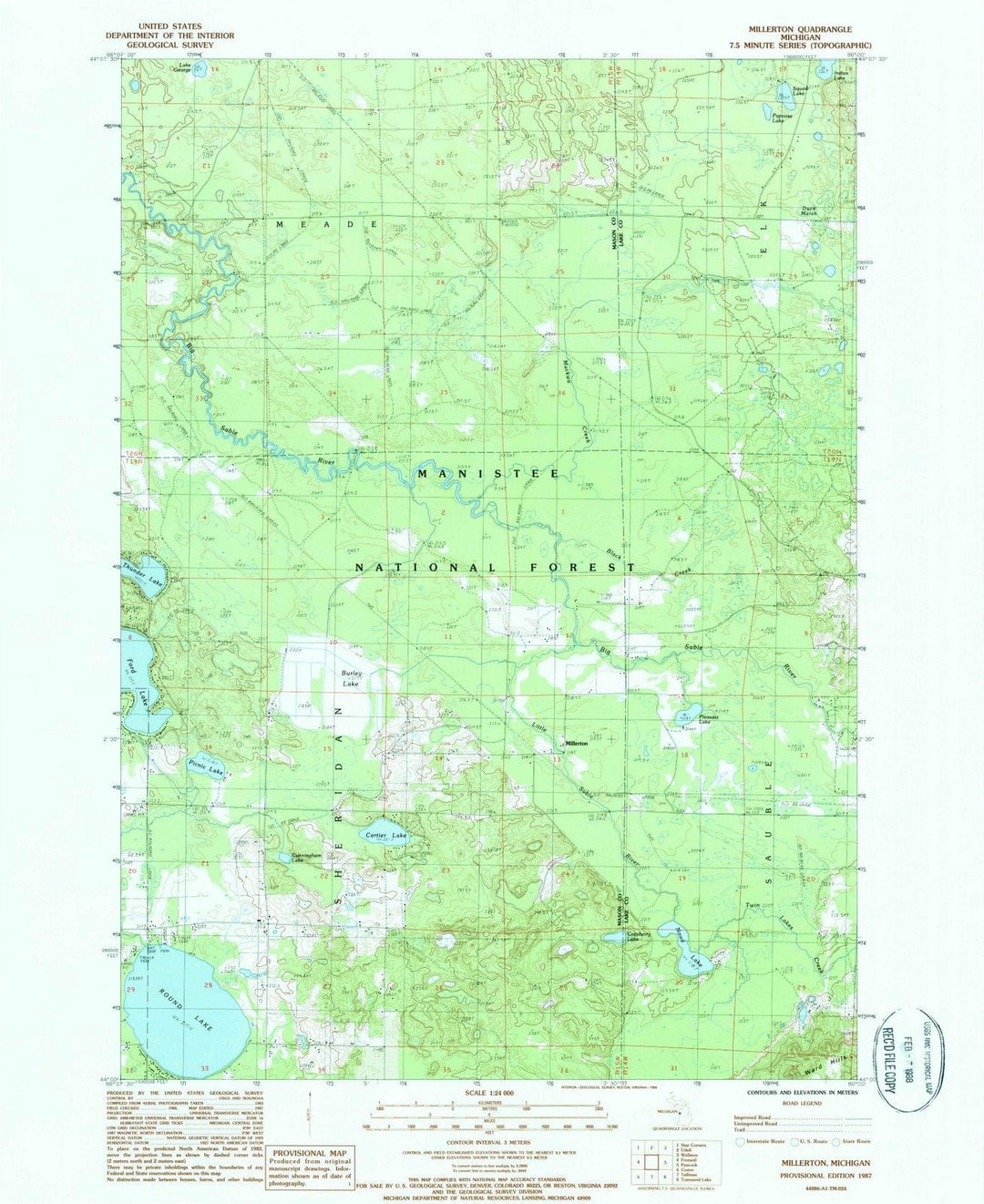 1987 Millerton, MI - Michigan - USGS Topographic Map