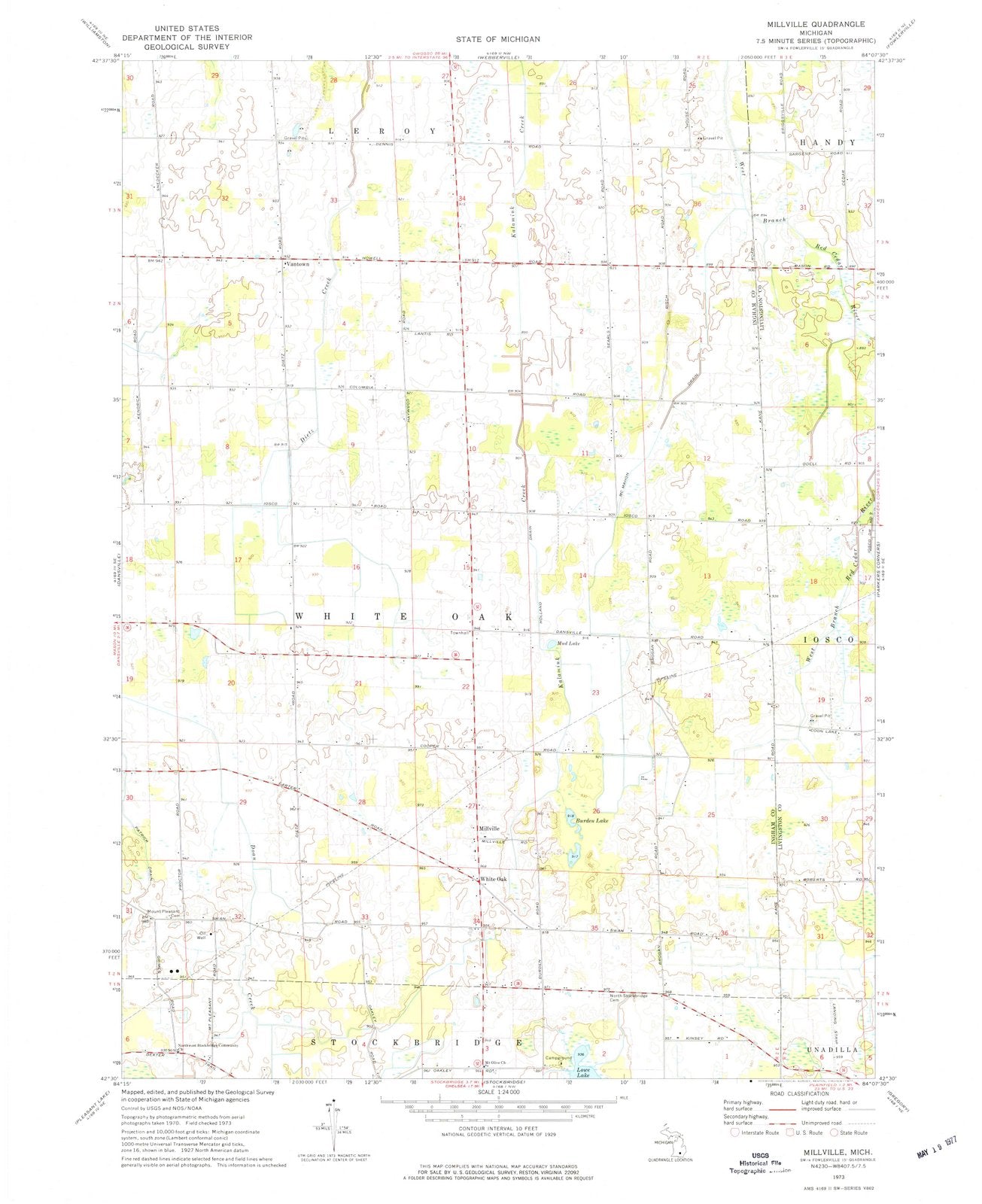 1973 Millville, MI - Michigan - USGS Topographic Map