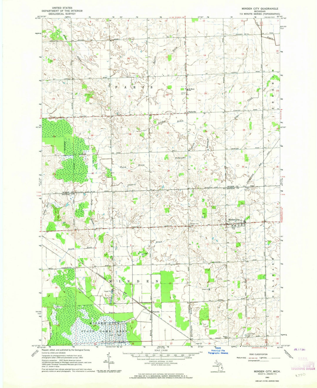 1963 Minden City, MI - Michigan - USGS Topographic Map