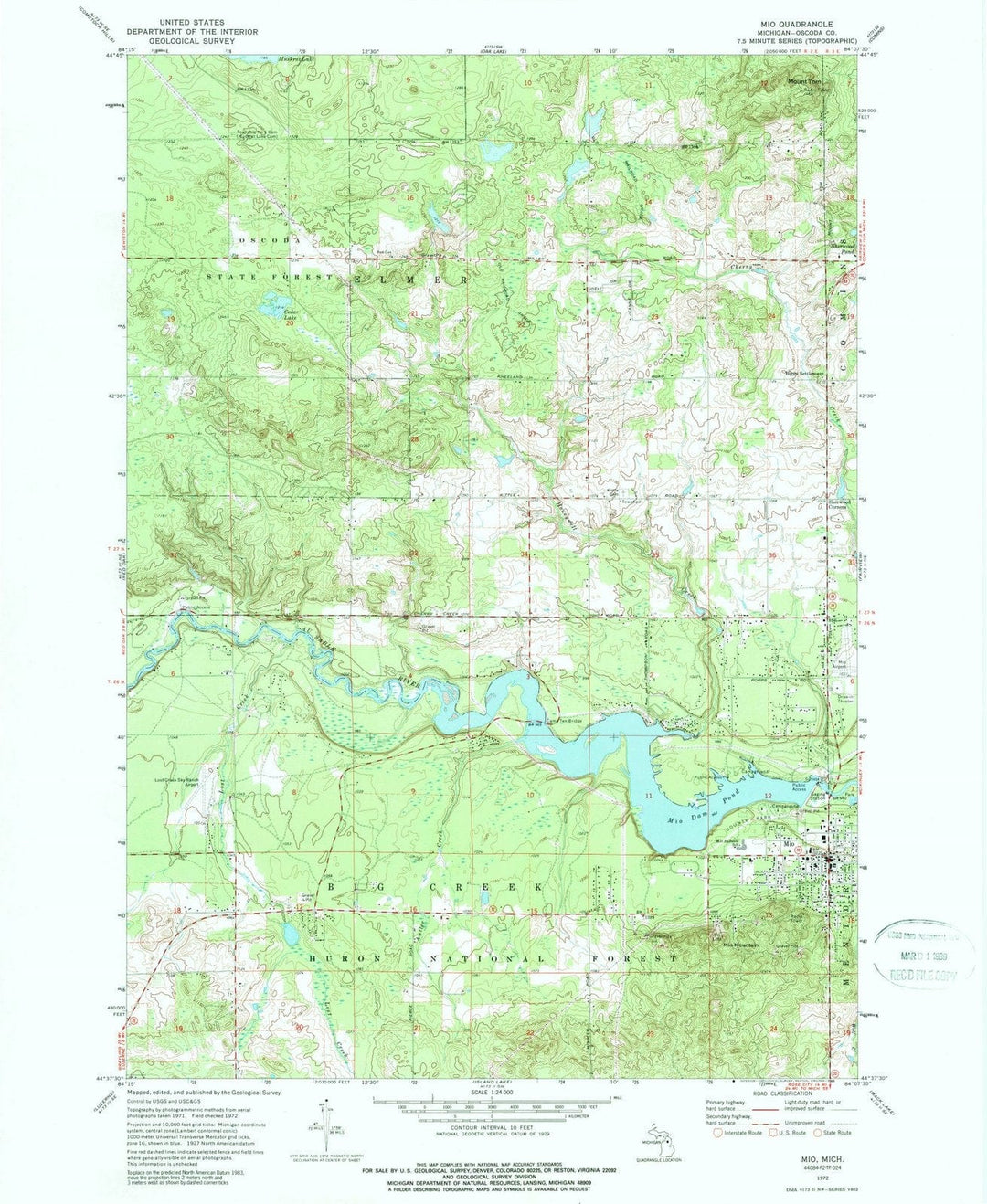 1972 Mio, MI - Michigan - USGS Topographic Map