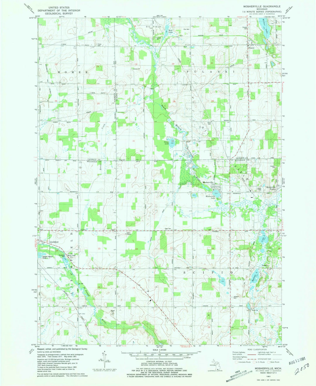 1981 Mosherville, MI - Michigan - USGS Topographic Map