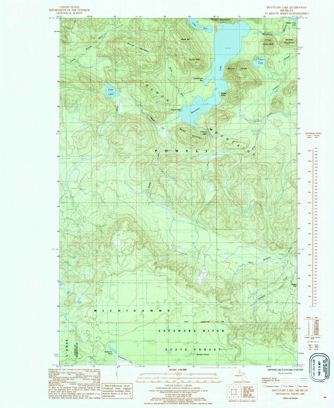 1985 Mountain Lake, MI - Michigan - USGS Topographic Map