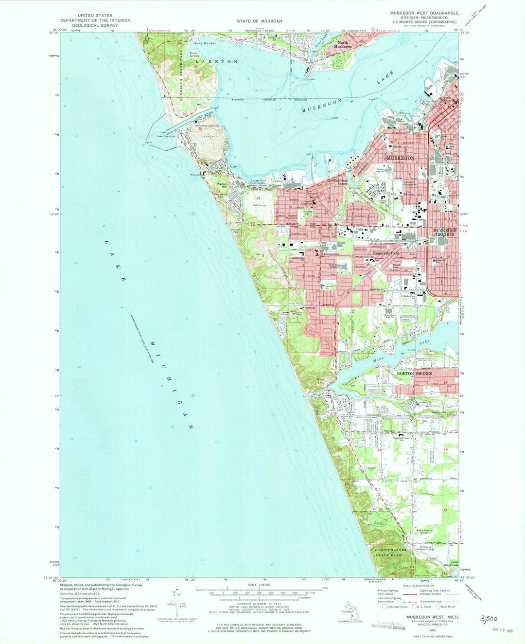 1972 Muskegon West, MI - Michigan - USGS Topographic Map