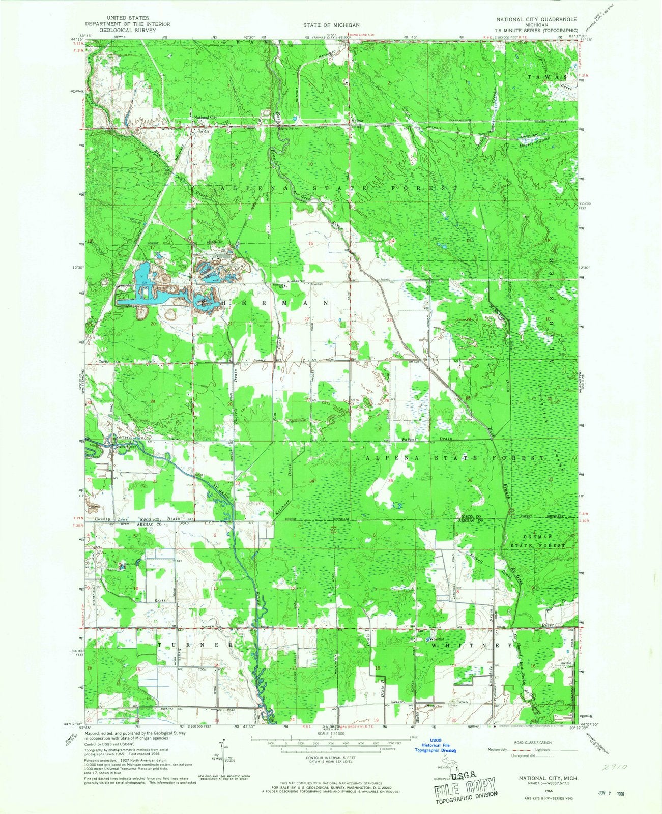 1966 National City, MI - Michigan - USGS Topographic Map