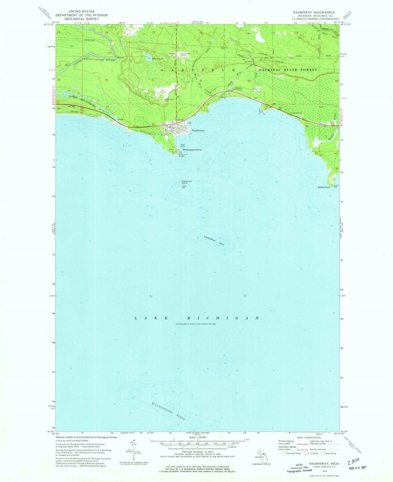 1973 Naubinway, MI - Michigan - USGS Topographic Map