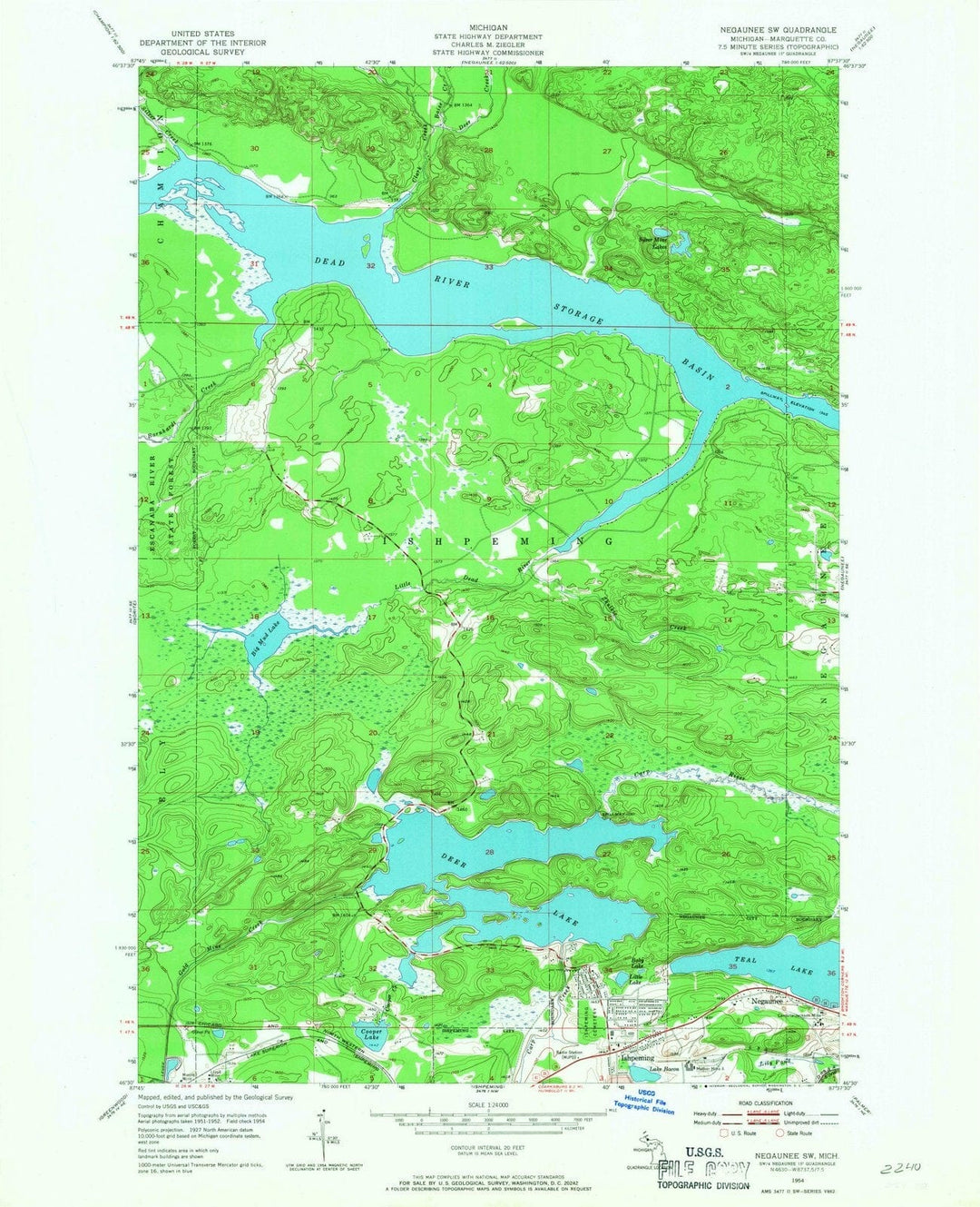 1954 Negaunee, MI - Michigan - USGS Topographic Map