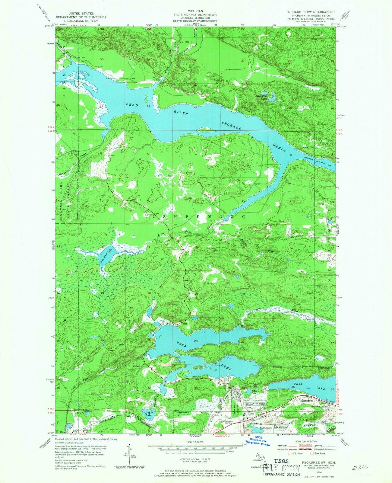 1954 Negaunee, MI - Michigan - USGS Topographic Map