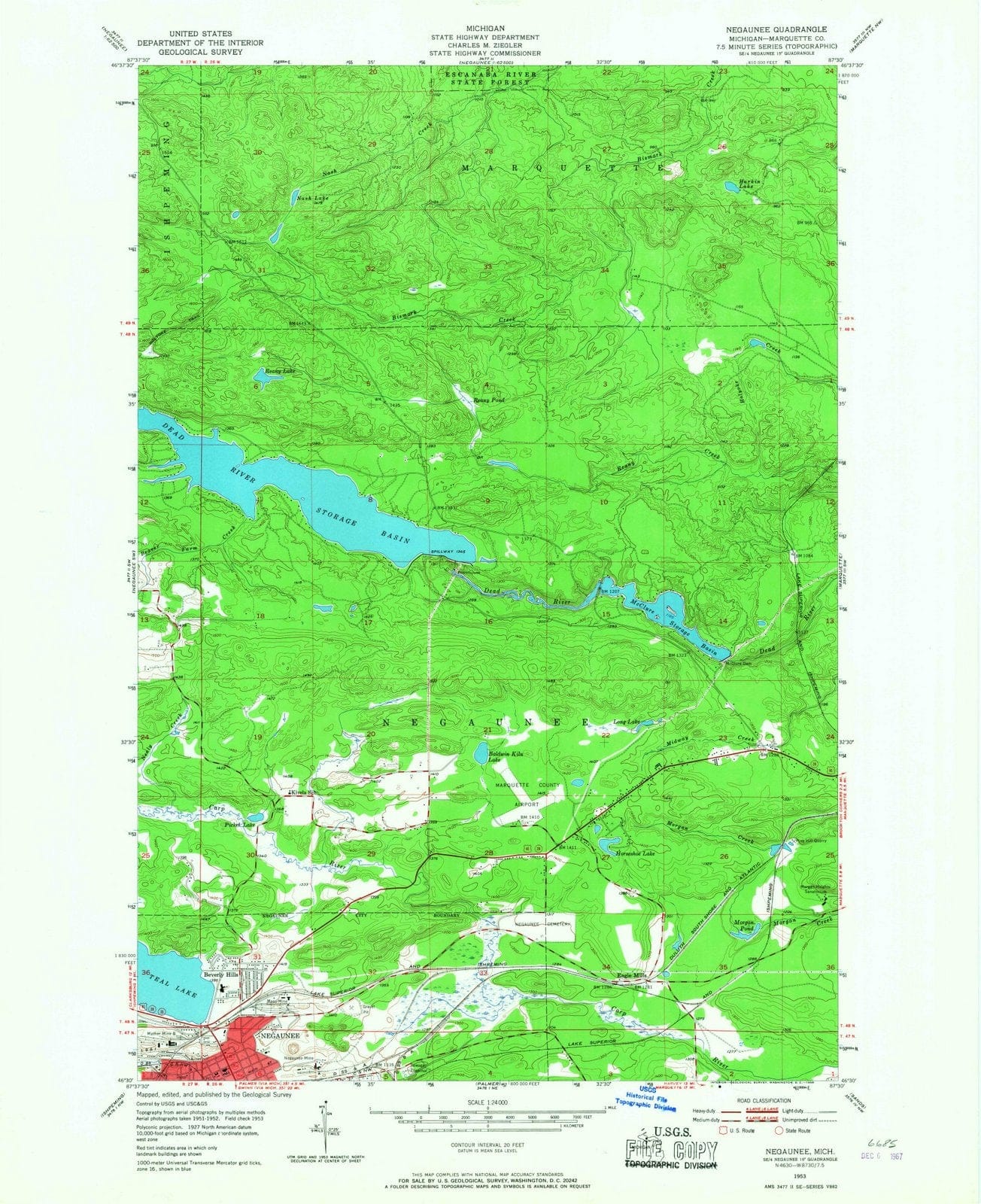 1953 Negaunee, MI - Michigan - USGS Topographic Map