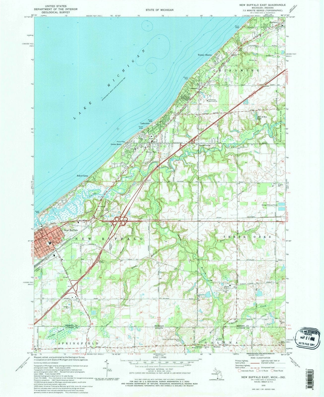 1970 New Buffalo East, MI - Michigan - USGS Topographic Map