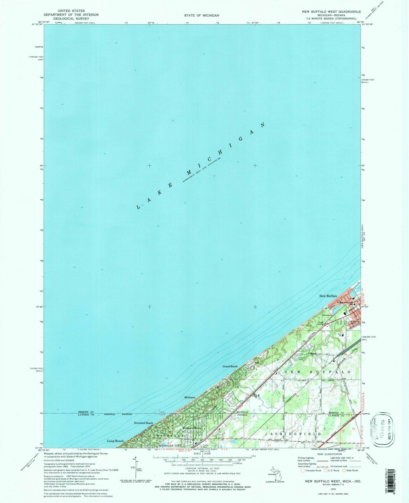 1970 New Buffalo West, MI - Michigan - USGS Topographic Map