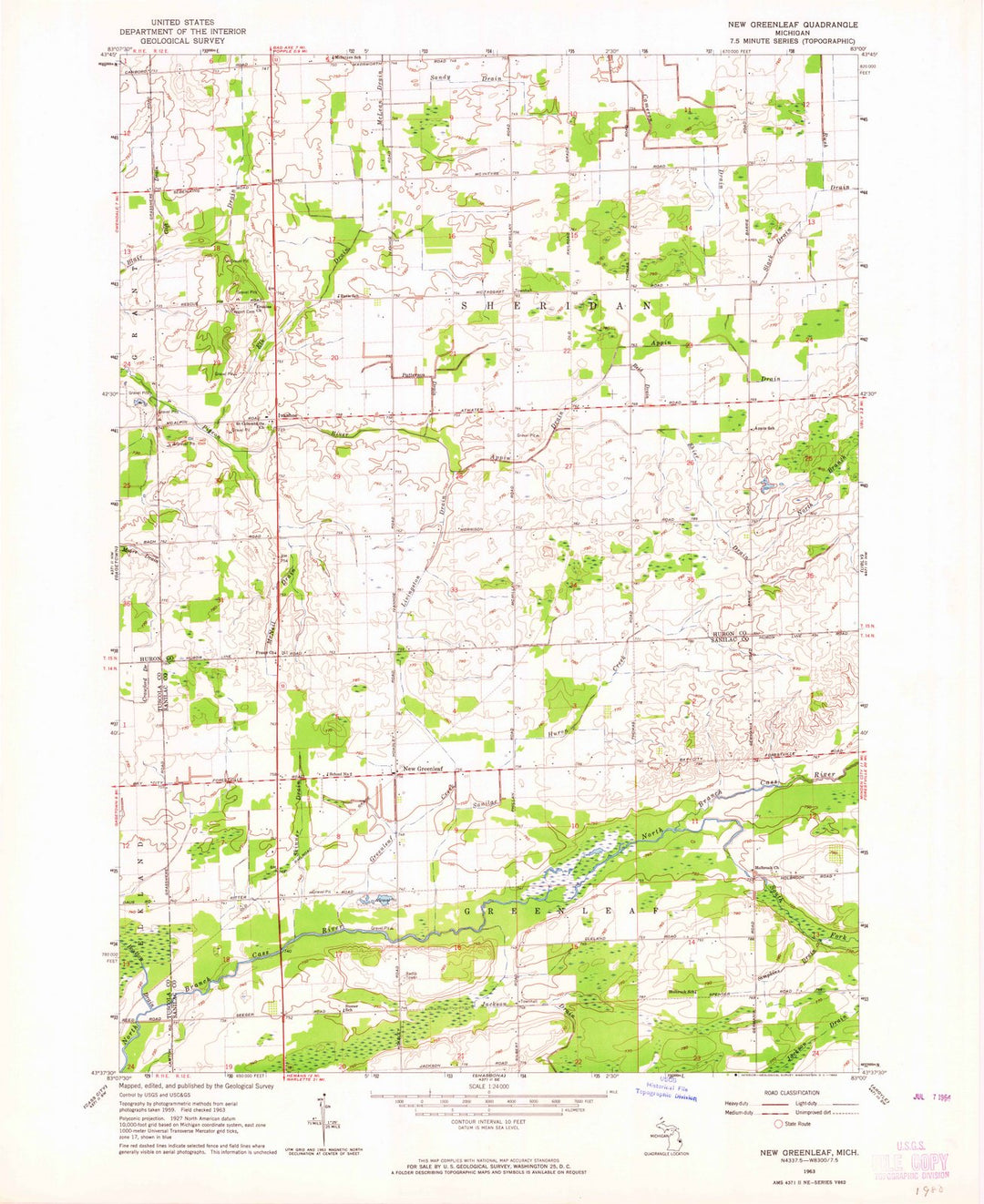 1963 New Greenleaf, MI - Michigan - USGS Topographic Map