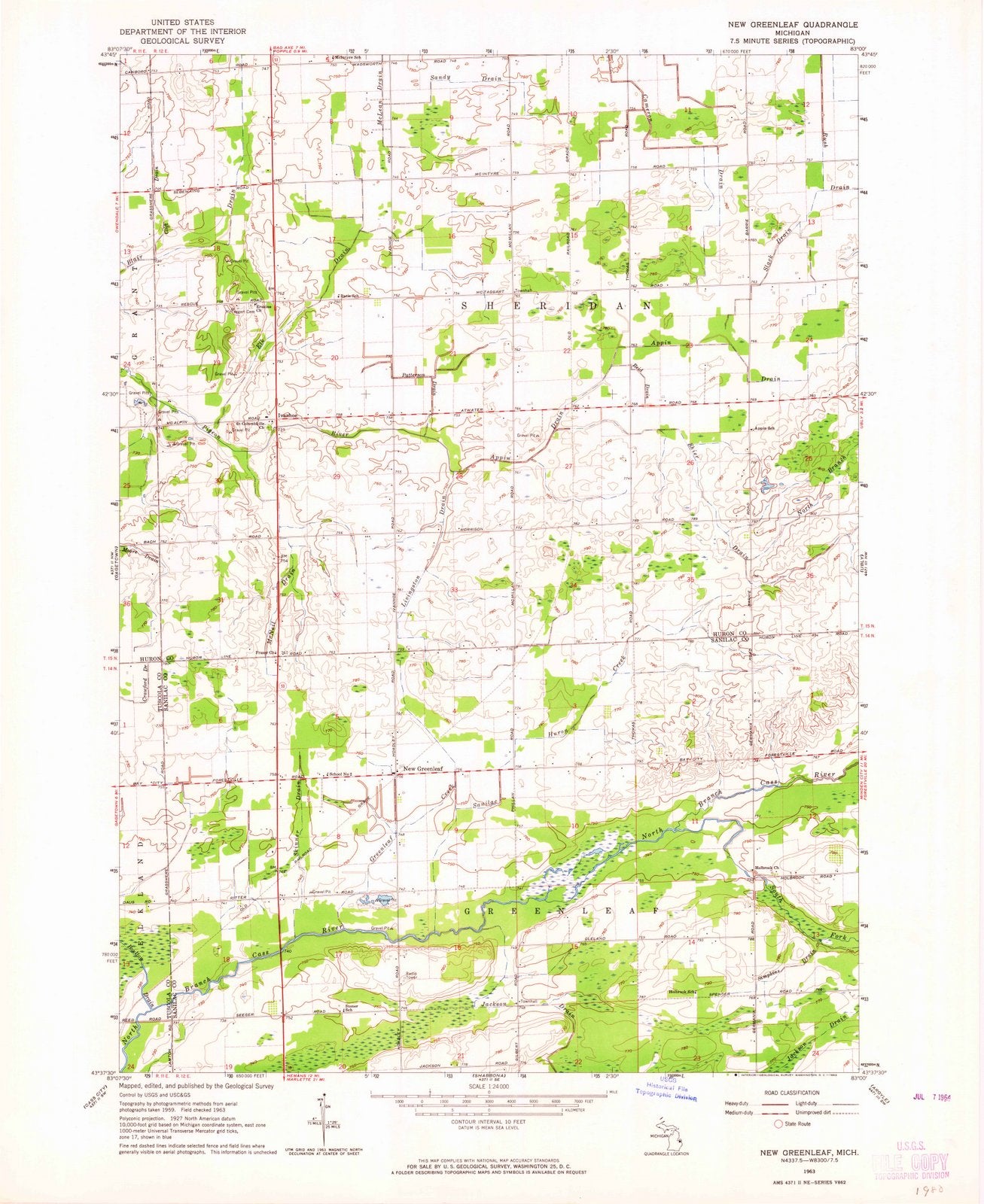 1963 New Greenleaf, MI - Michigan - USGS Topographic Map