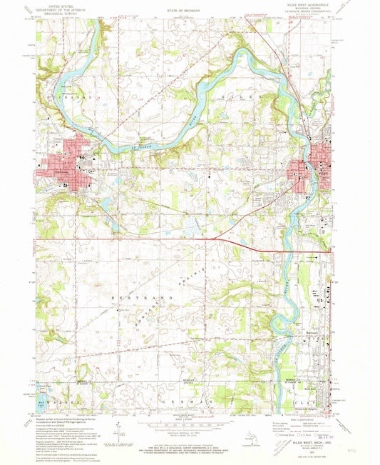 1971 Niles, MI - Michigan - USGS Topographic Map