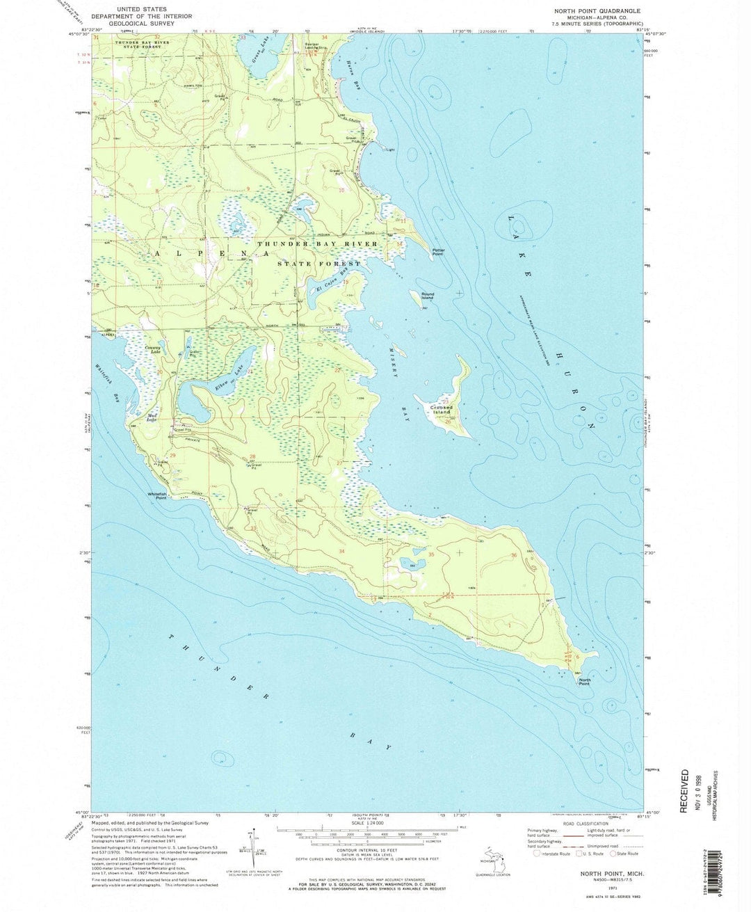 1971 North Point, MI - Michigan - USGS Topographic Map