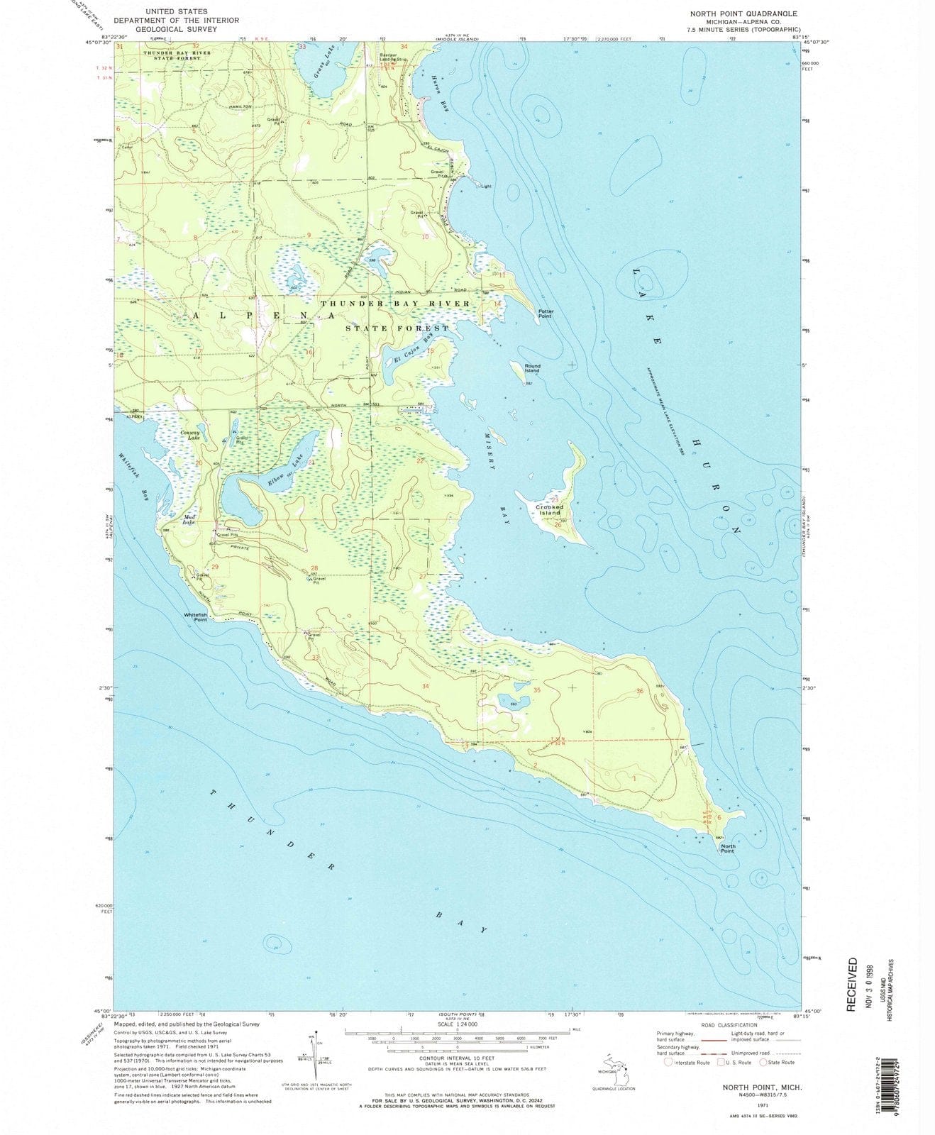 1971 North Point, MI - Michigan - USGS Topographic Map