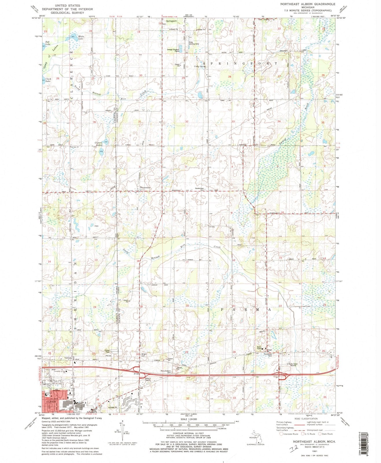 1981 Northeast Albion, MI - Michigan - USGS Topographic Map