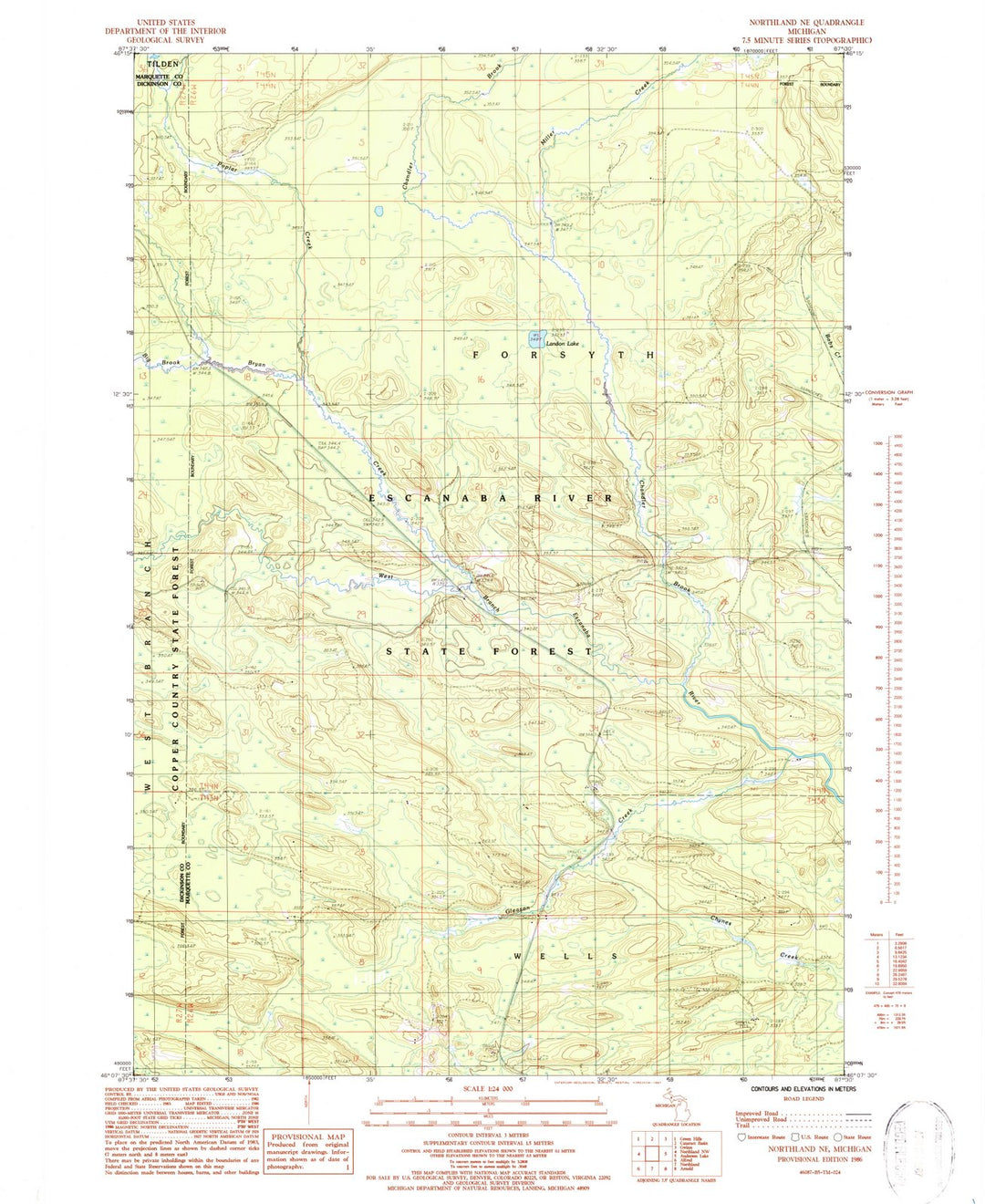 1986 Northland, MI - Michigan - USGS Topographic Map