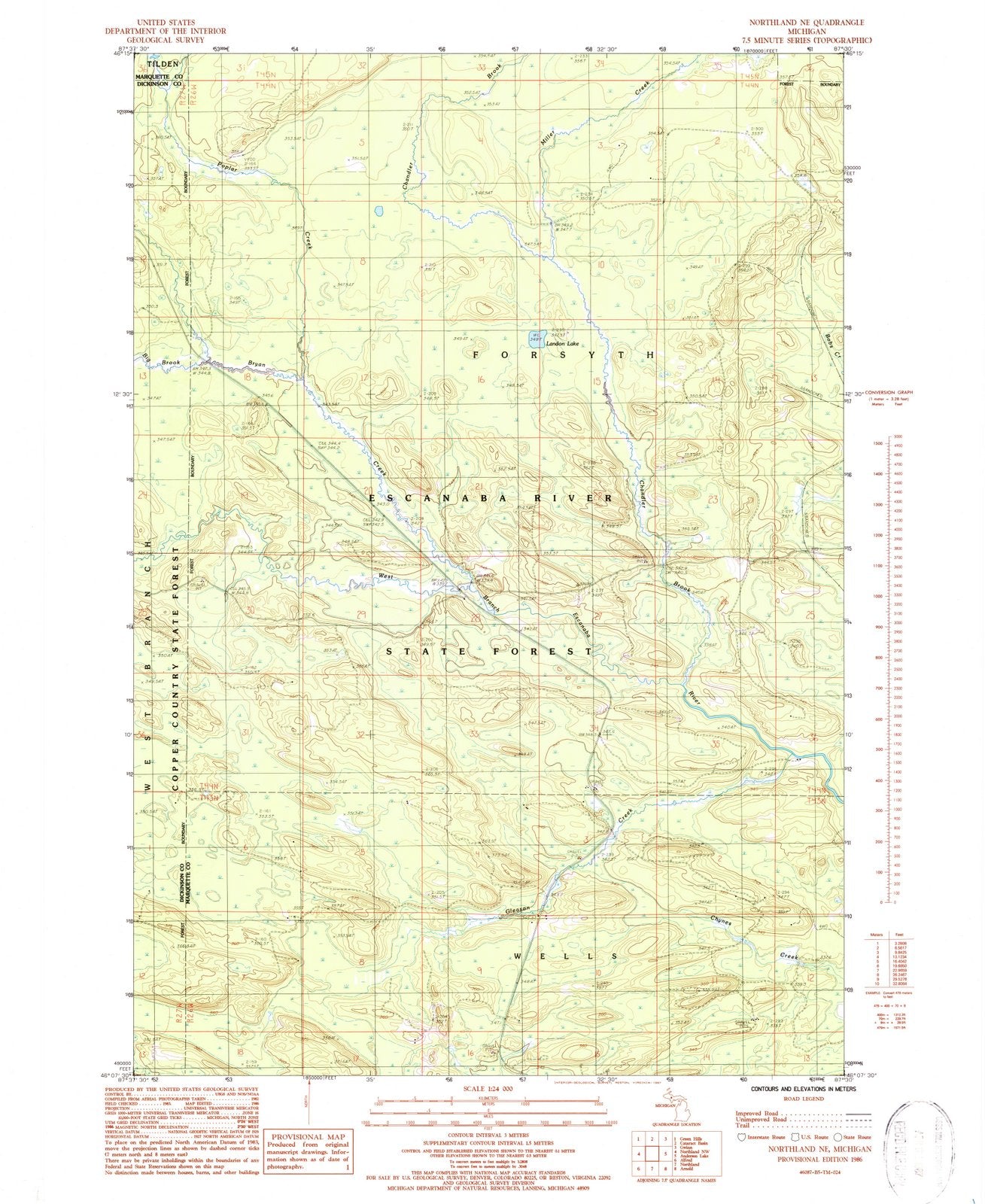 1986 Northland, MI - Michigan - USGS Topographic Map