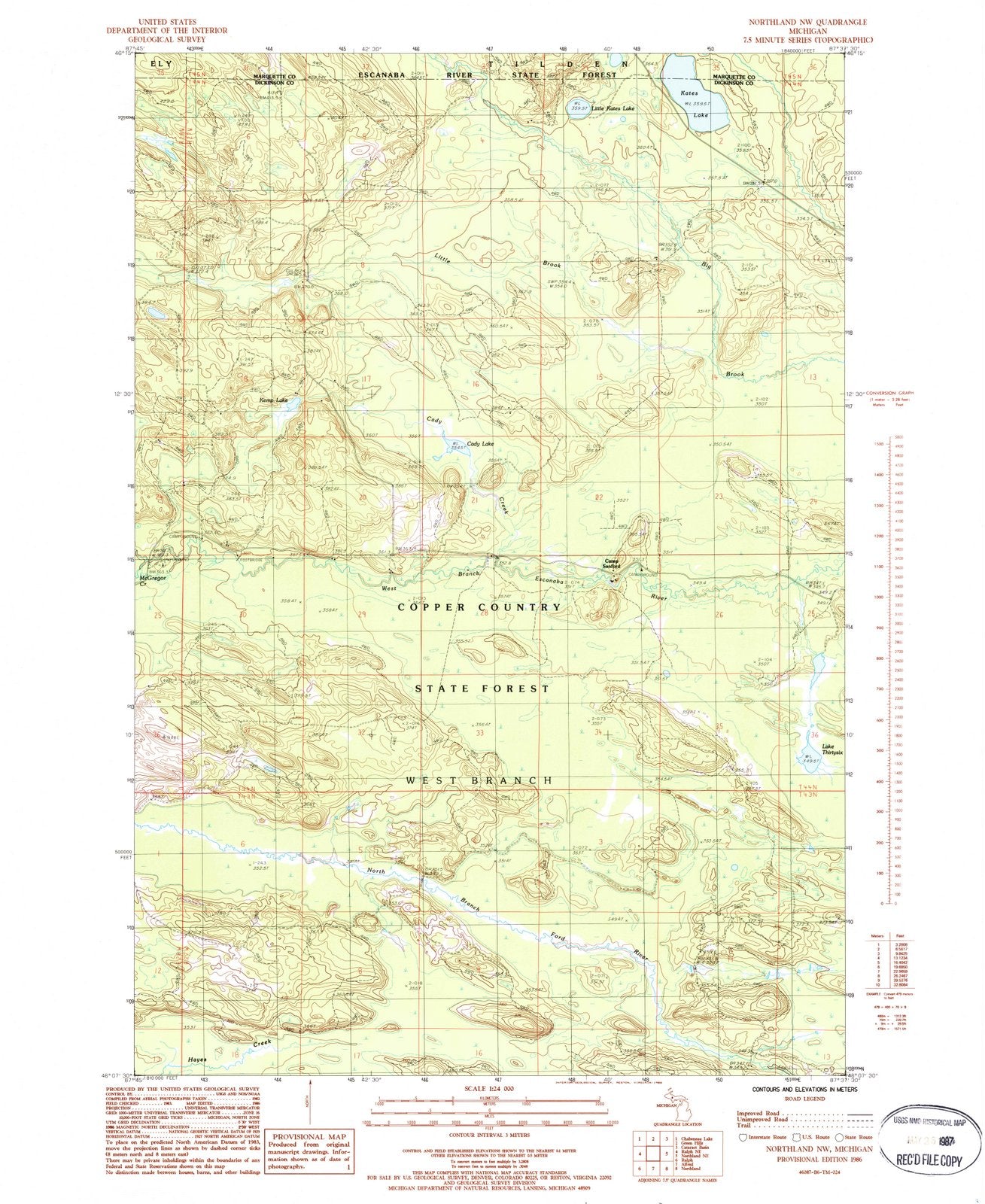 1986 Northland, MI - Michigan - USGS Topographic Map v2