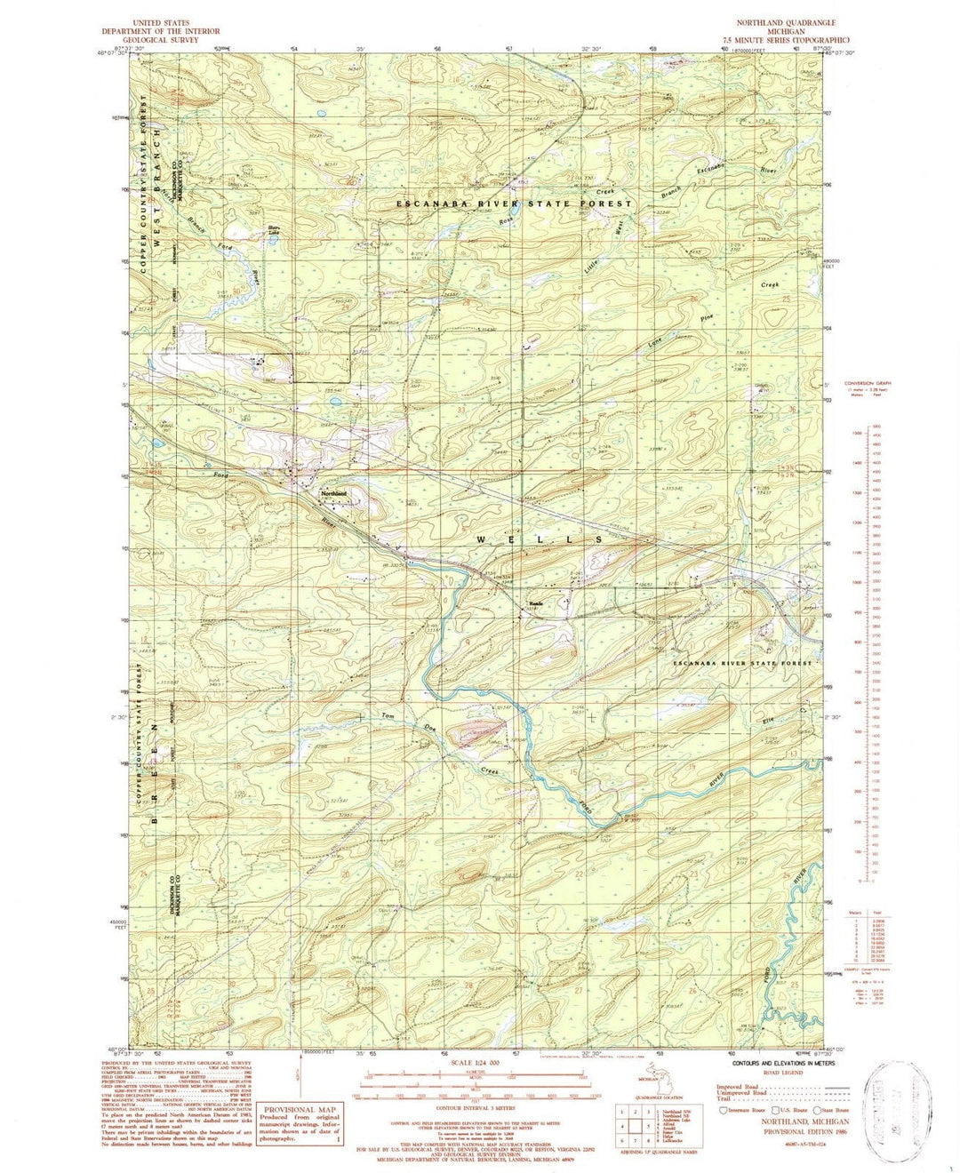 1986 Northland, MI - Michigan - USGS Topographic Map v3