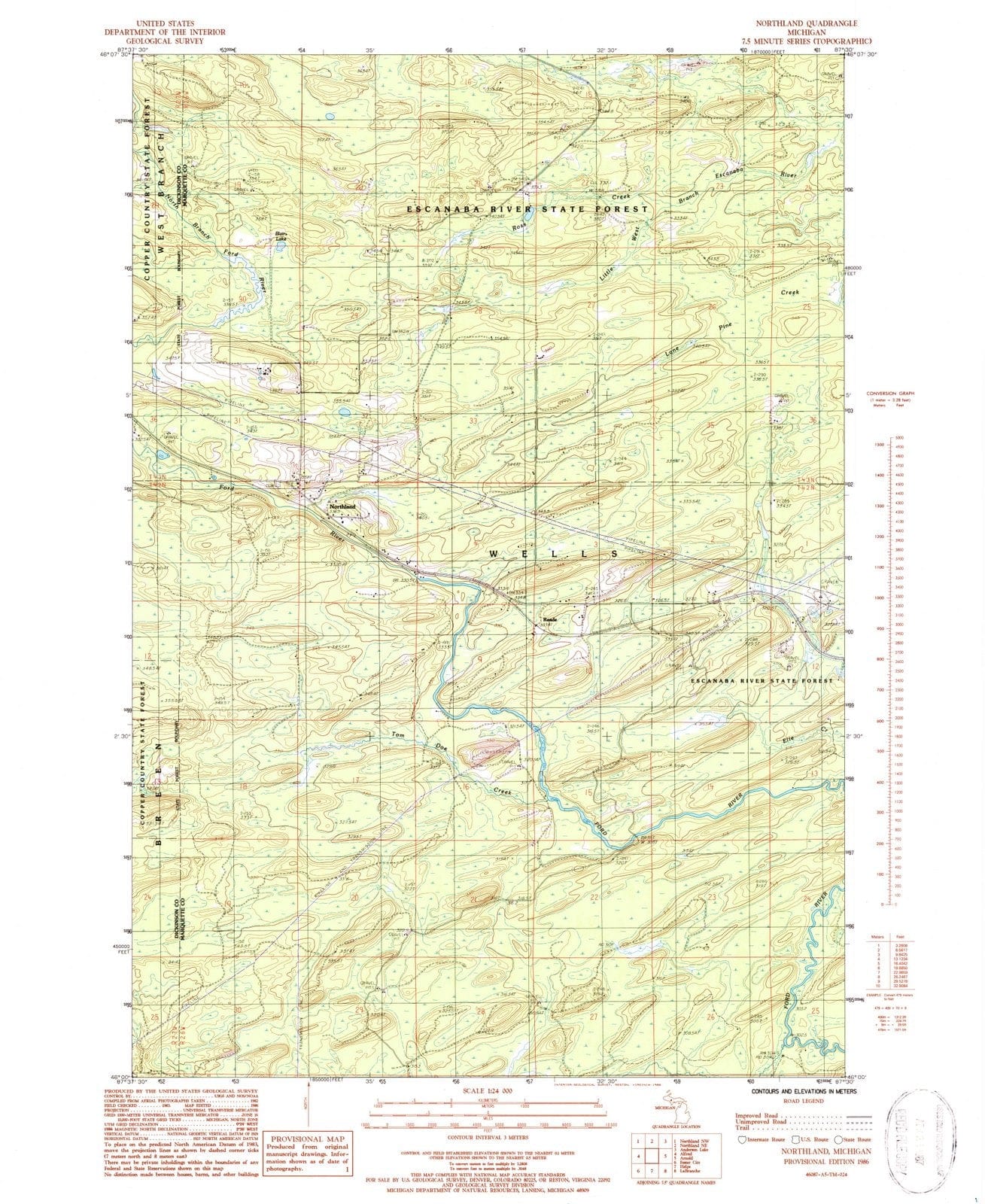 1986 Northland, MI - Michigan - USGS Topographic Map v3