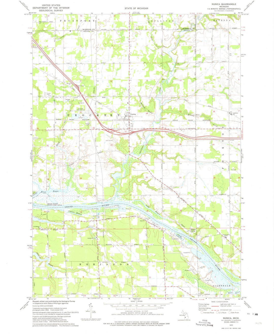 1972 Nunica, MI - Michigan - USGS Topographic Map