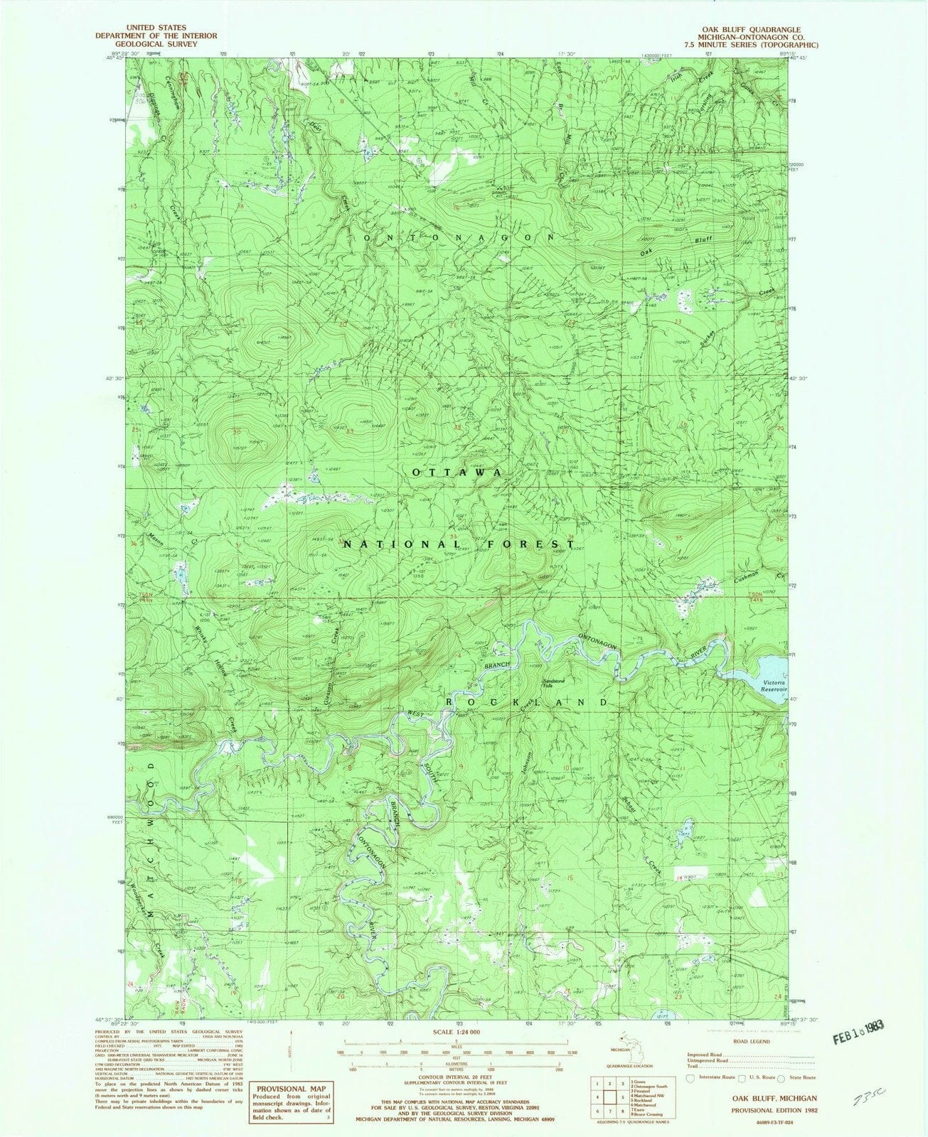 1982 Oak Bluff, MI - Michigan - USGS Topographic Map