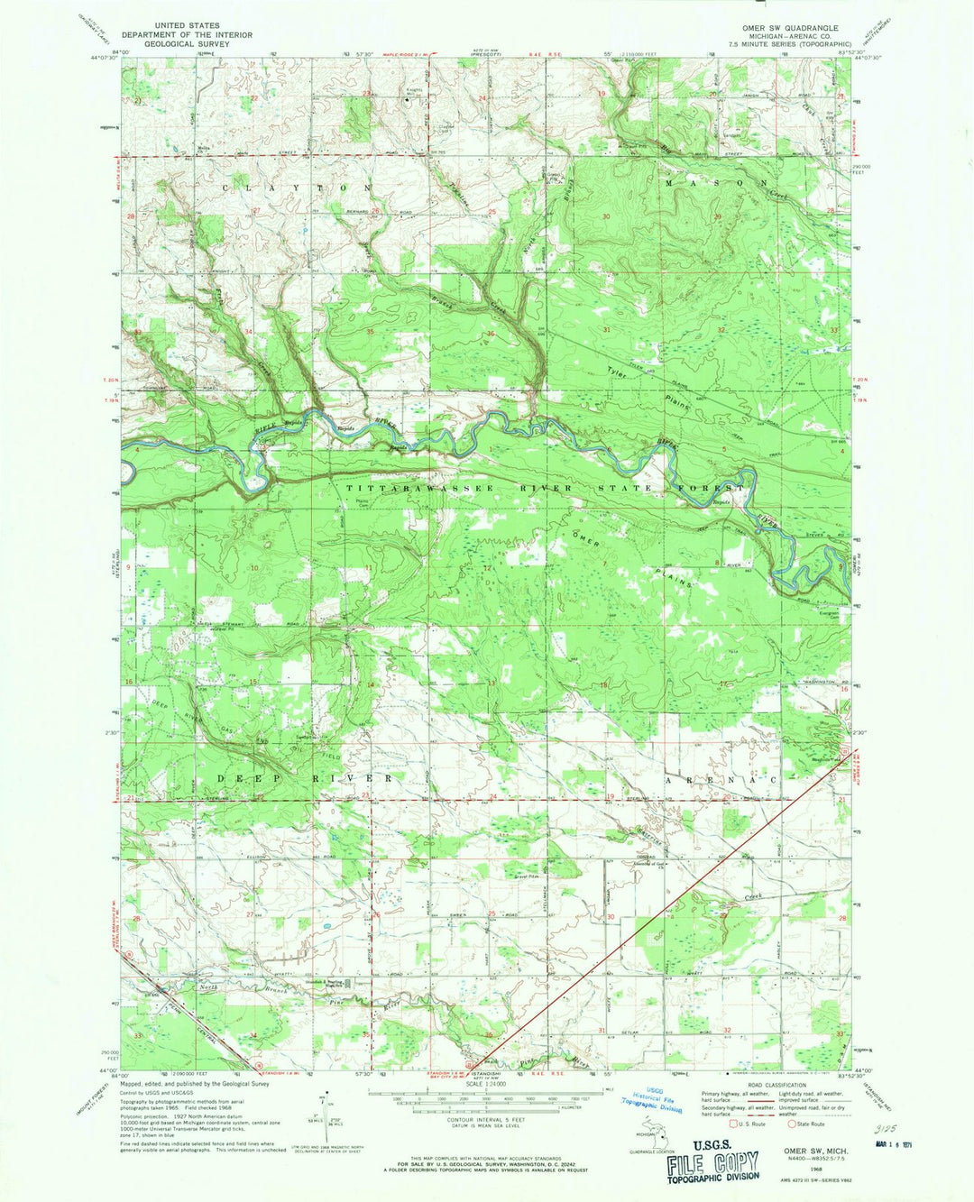 1968 Omer, MI - Michigan - USGS Topographic Map