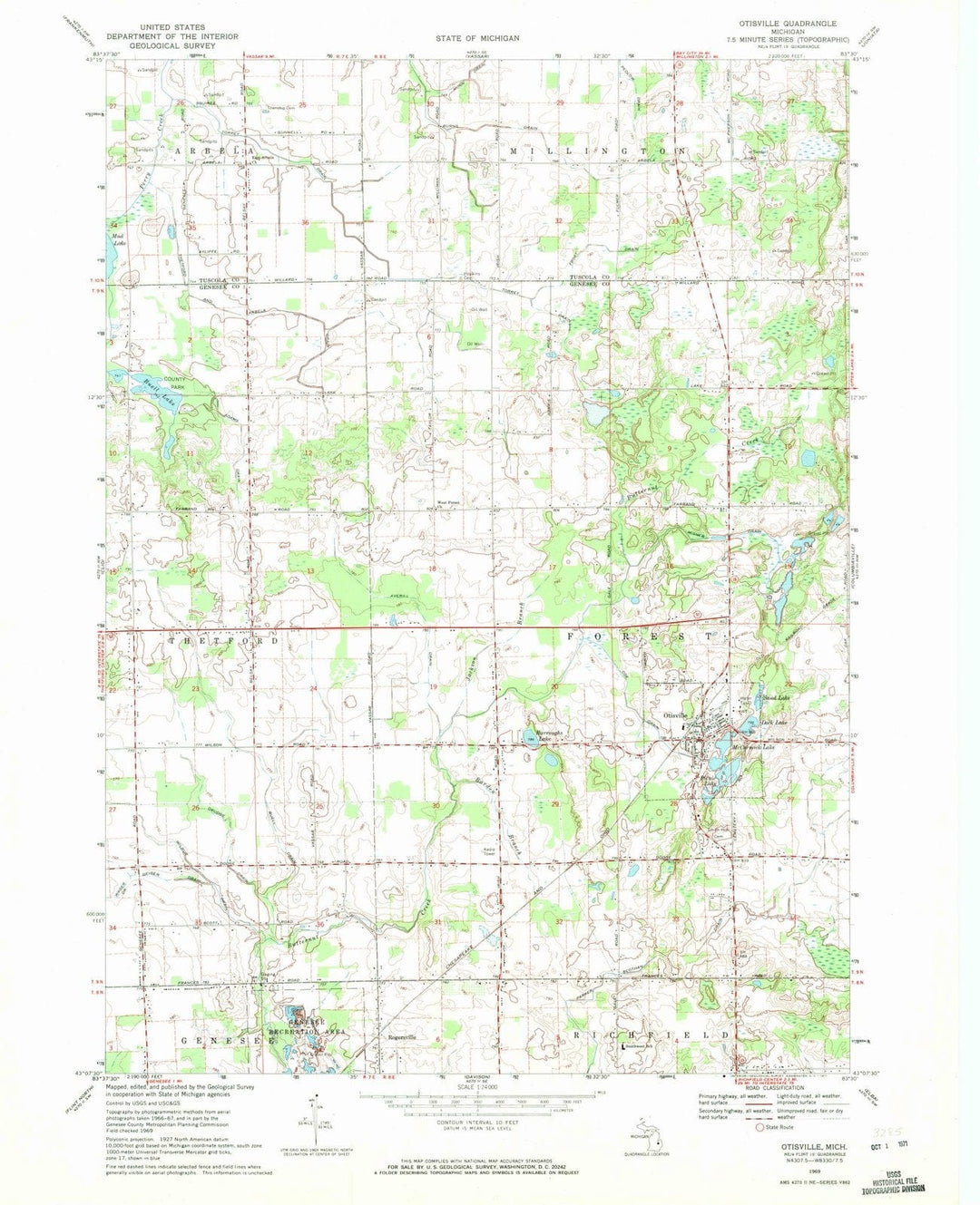 1969 Otisville, MI - Michigan - USGS Topographic Map