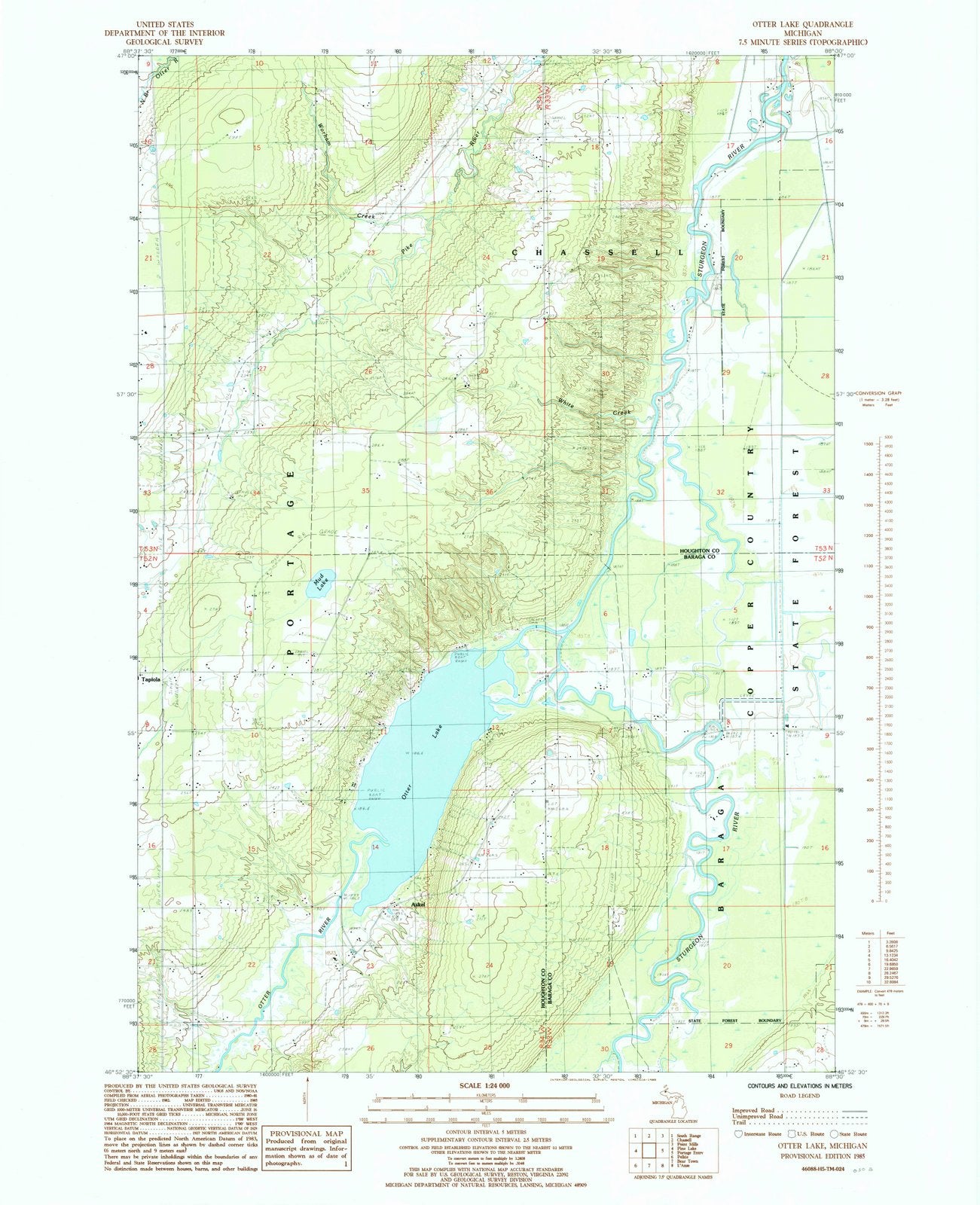 1985 Otter Lake, MI - Michigan - USGS Topographic Map