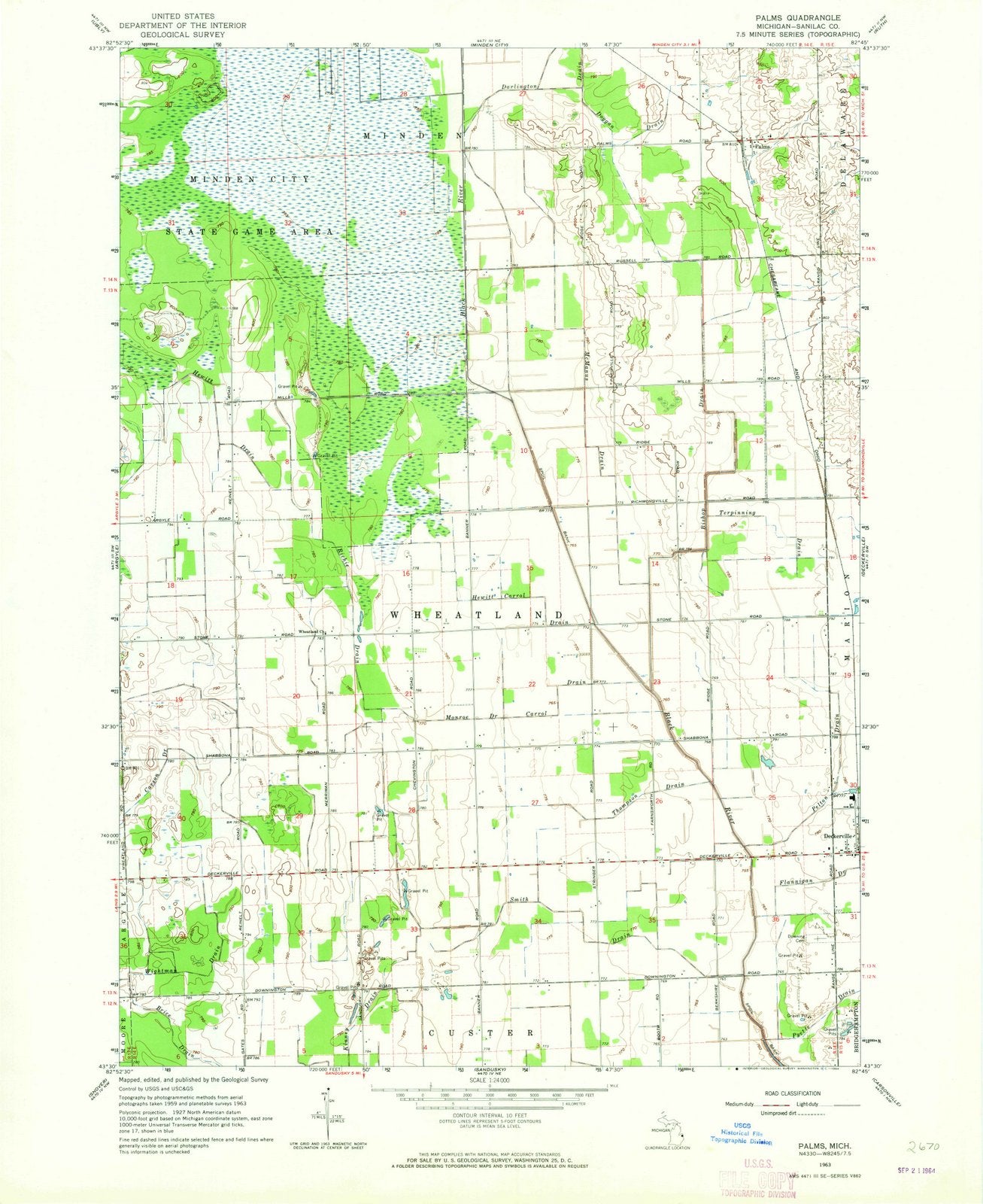 1963 Palms, MI - Michigan - USGS Topographic Map