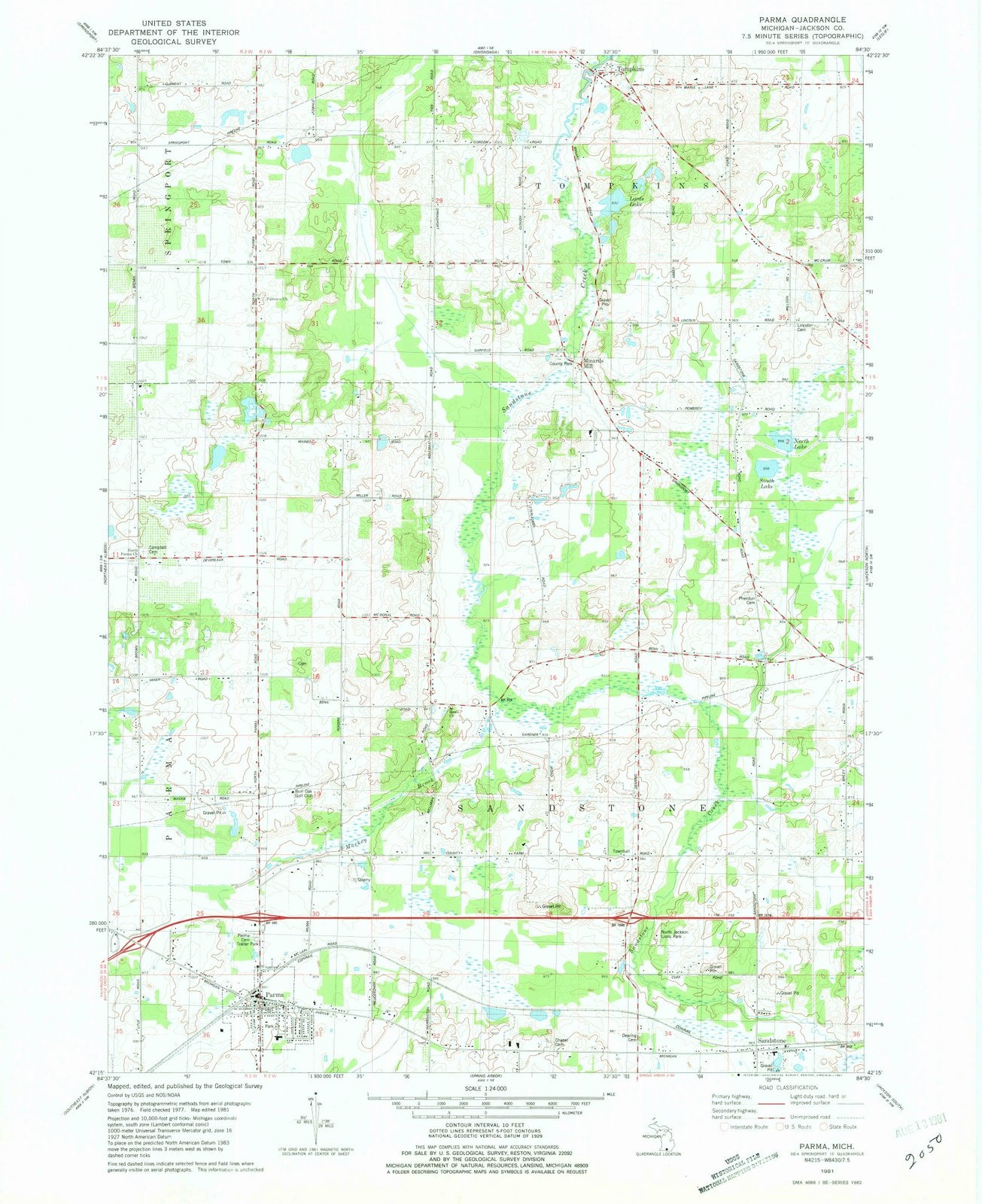 1981 Parma, MI - Michigan - USGS Topographic Map