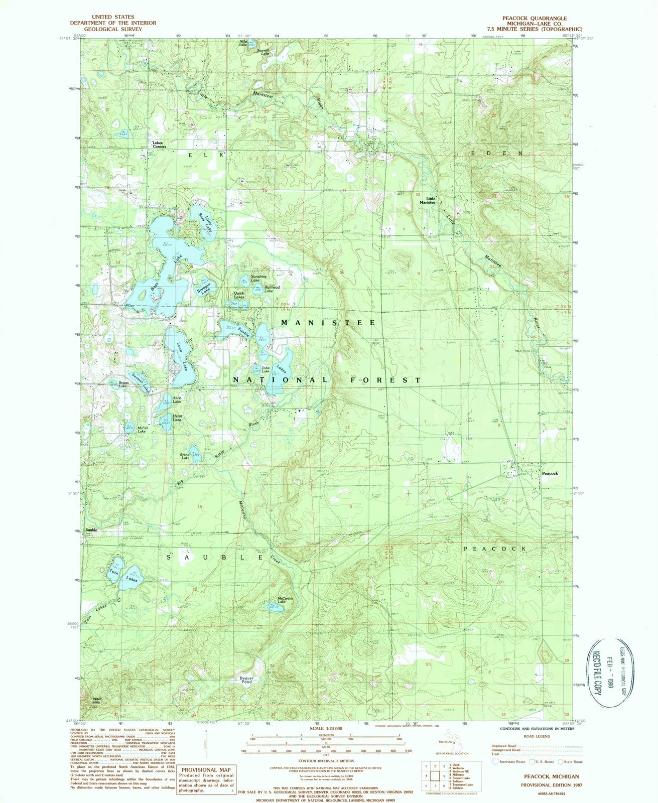 1987 Peacock, MI - Michigan - USGS Topographic Map