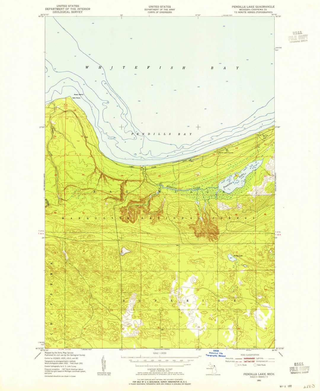 1951 Pendills Lake, MI - Michigan - USGS Topographic Map