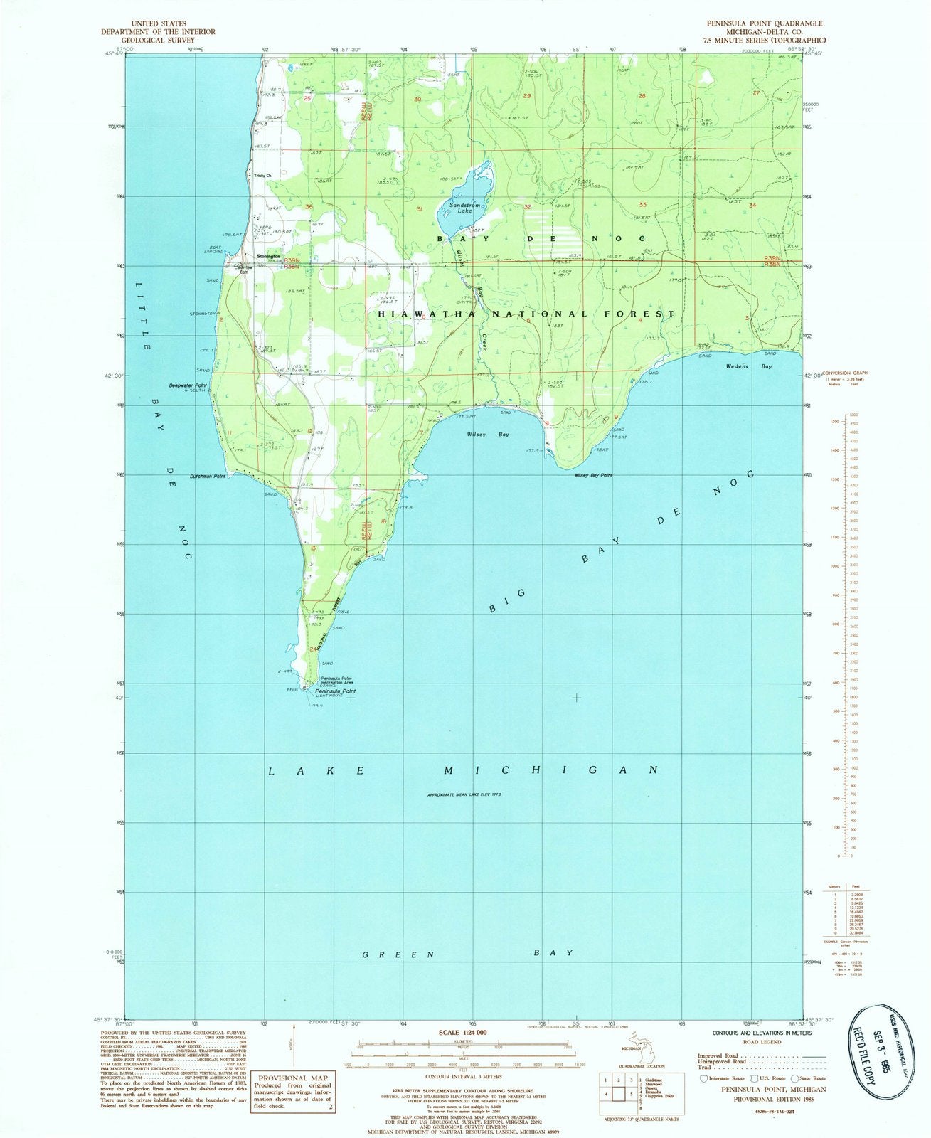 1985 Peninsula Point, MI - Michigan - USGS Topographic Map
