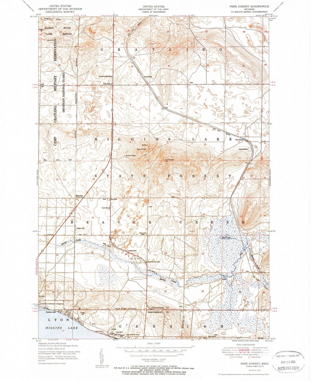 1951 Pere Cheney, MI - Michigan - USGS Topographic Map