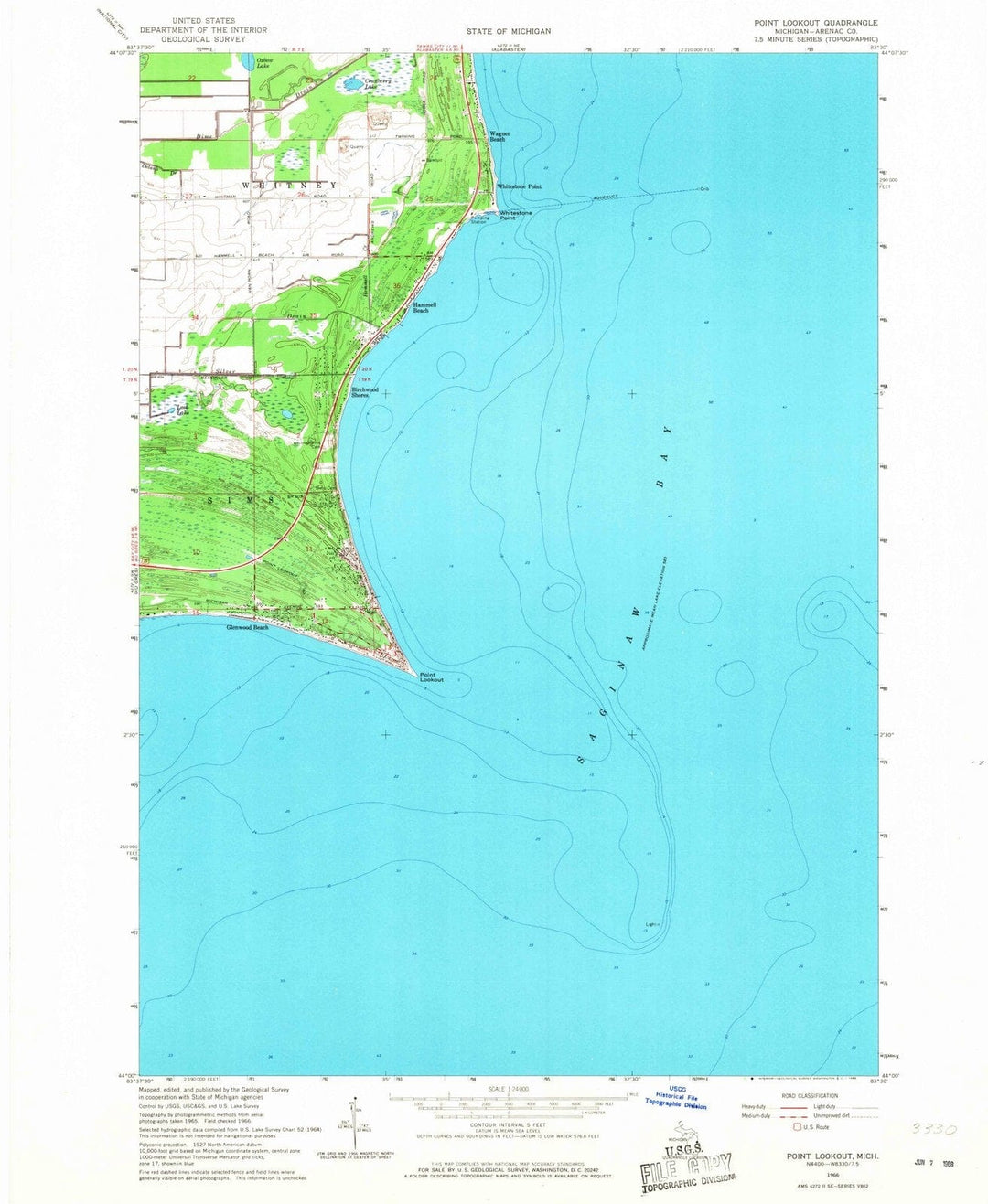 1966 Point Lookout, MI - Michigan - USGS Topographic Map