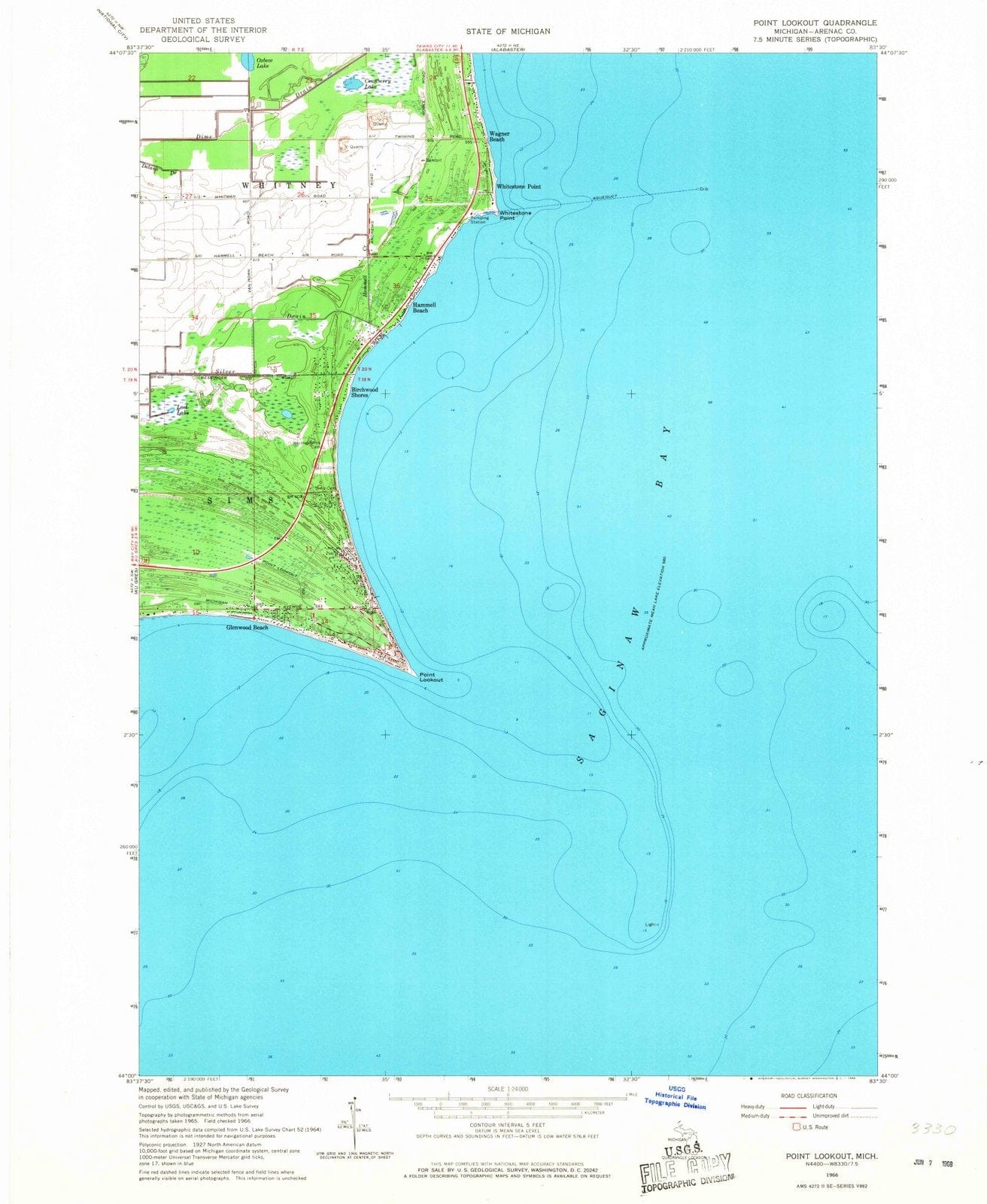1966 Point Lookout, MI - Michigan - USGS Topographic Map