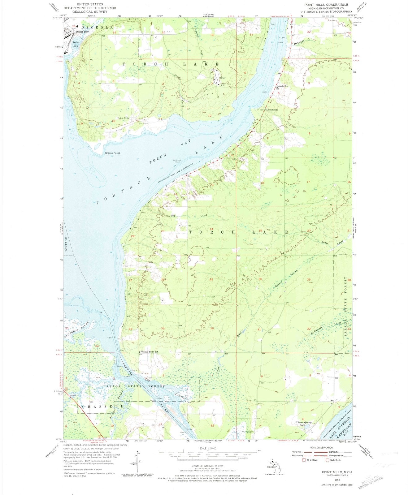 1954 Point Mills, MI - Michigan - USGS Topographic Map