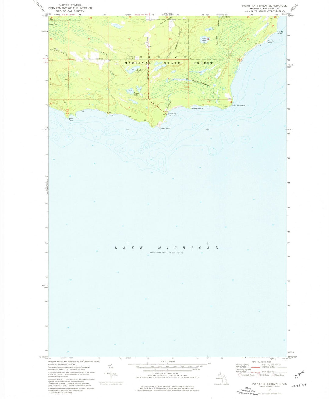 1973 Point Patterson, MI - Michigan - USGS Topographic Map