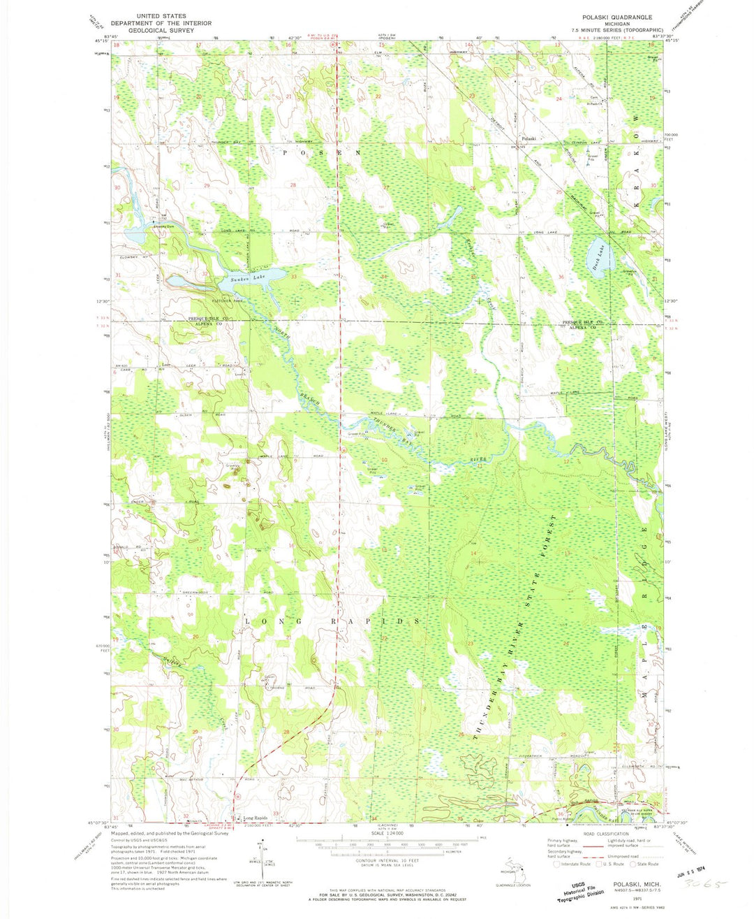 1971 Polaski, MI - Michigan - USGS Topographic Map