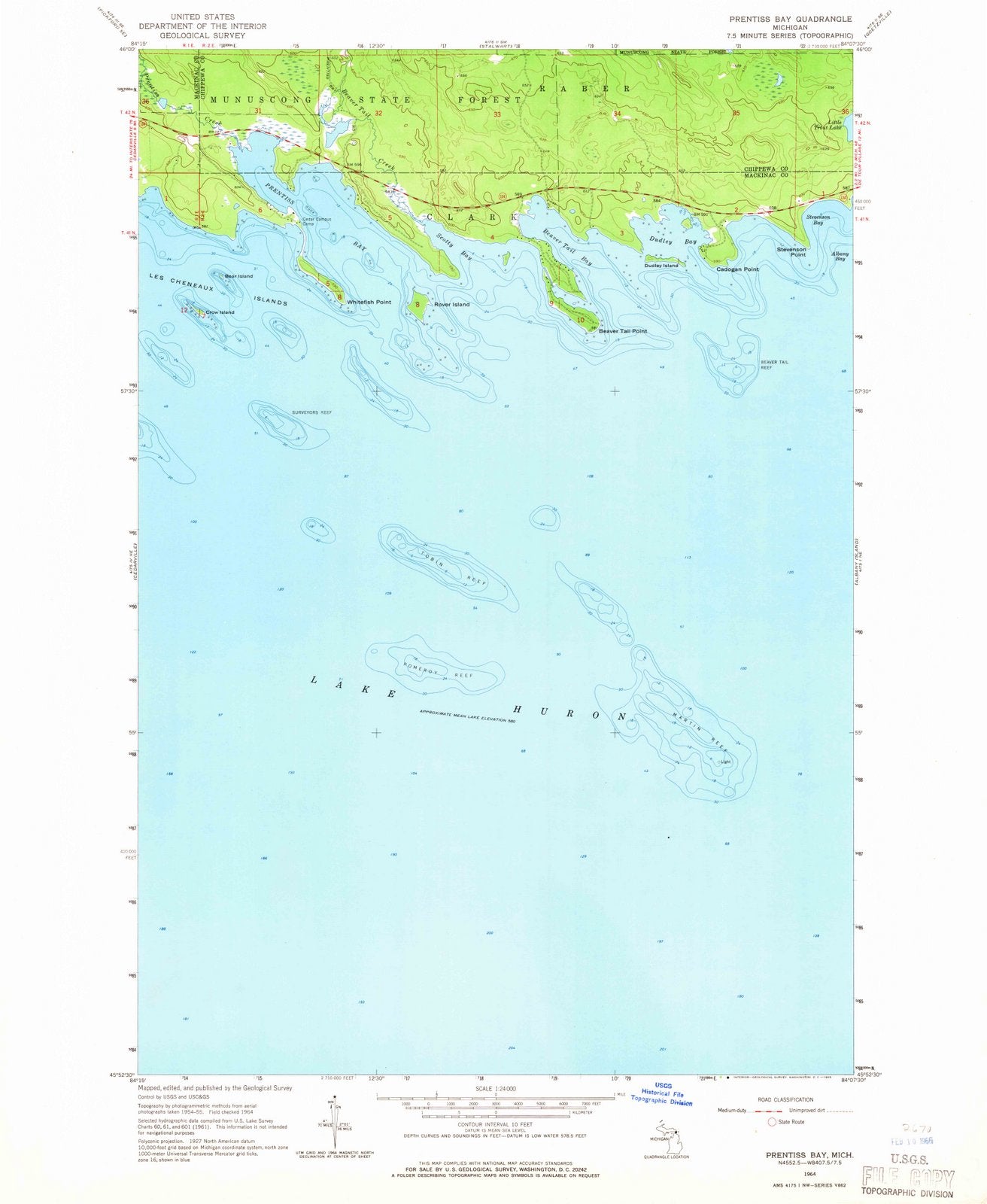 1964 Prentiss Bay, MI - Michigan - USGS Topographic Map